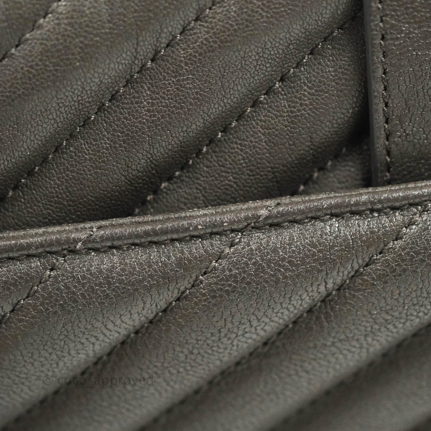 Saint Laurent Chevron Medium College Grey Chain Bag Ruthenium Hardware