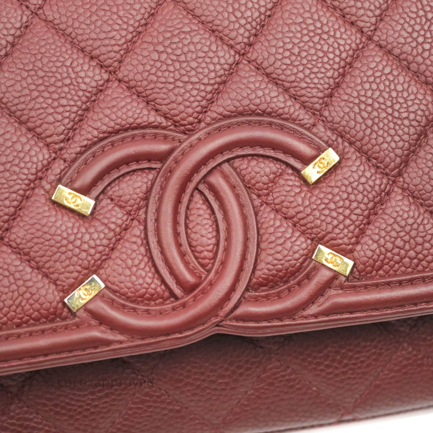Chanel Quilted Small CC Filigree Flap Burgundy Caviar