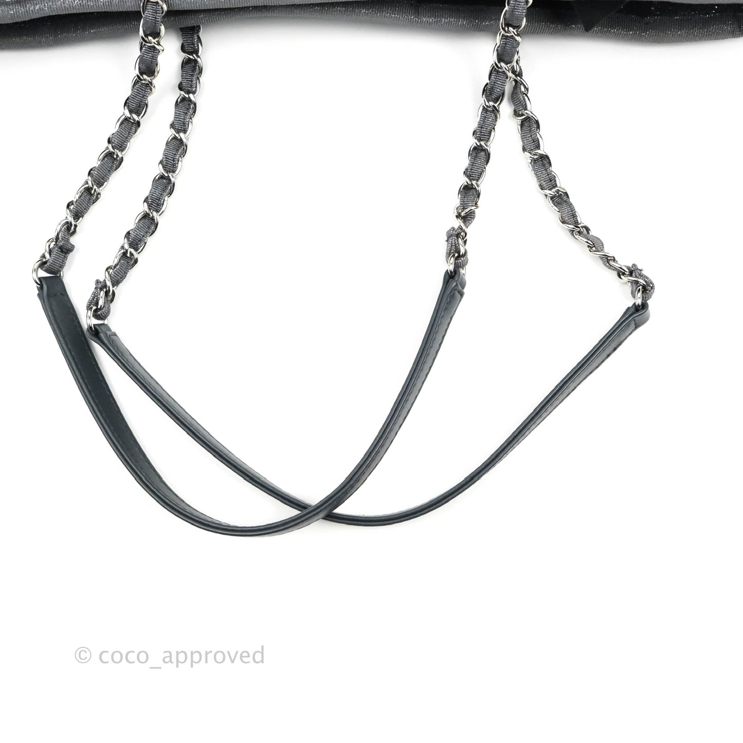 Chanel Medium Deauville Grey Glitter Lurex Tote Bag