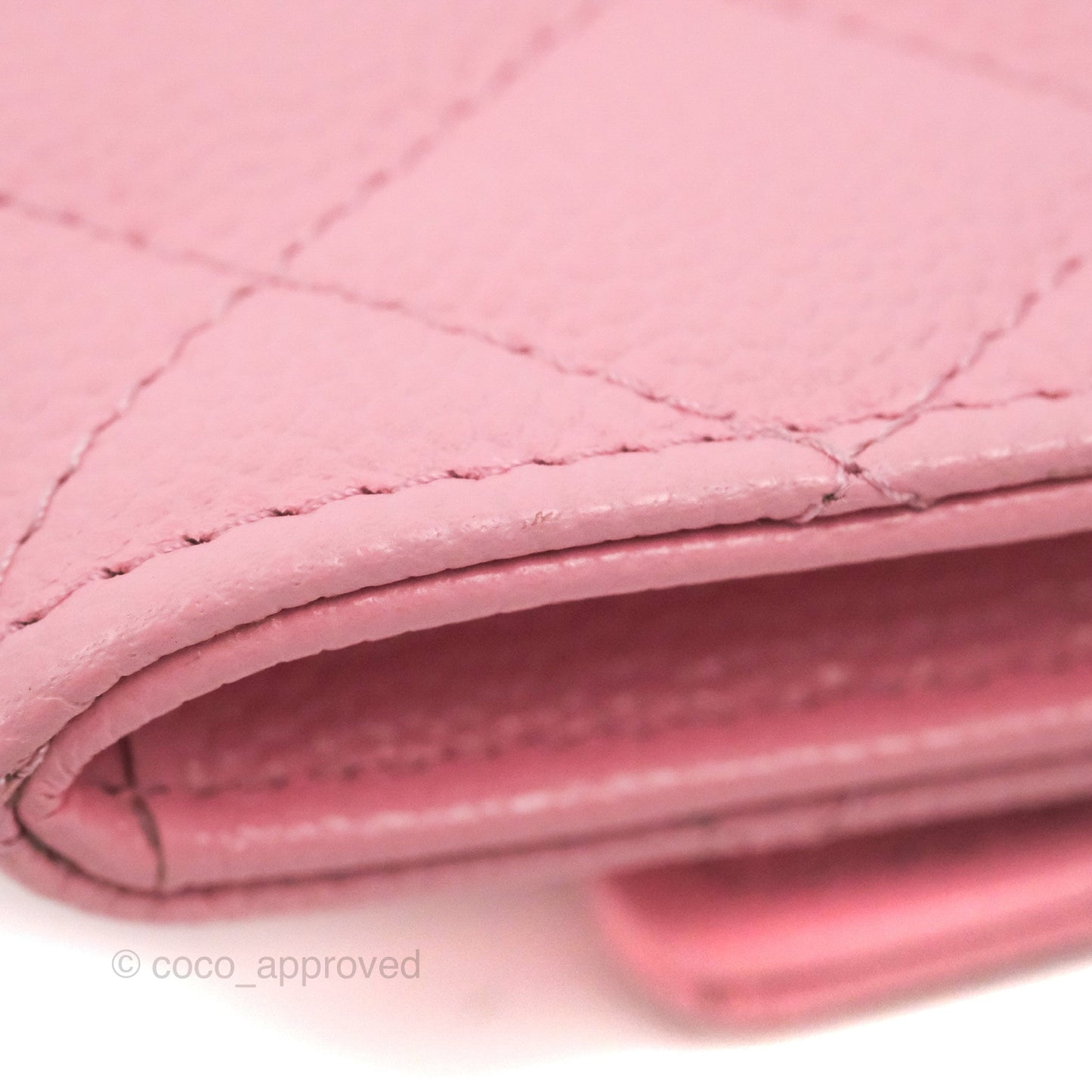 Chanel Quilted Flap Card Holder Pink Caviar Gold Hardware