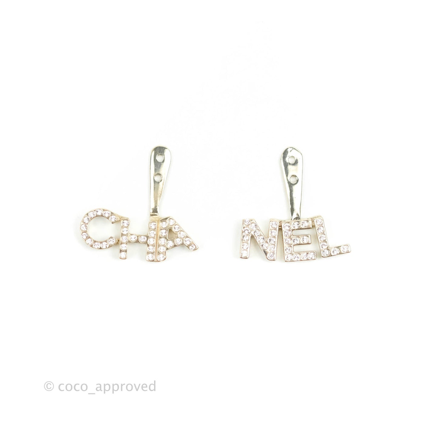 Chanel CC Pearl Rhinestone Earrings Gold Tone 21A