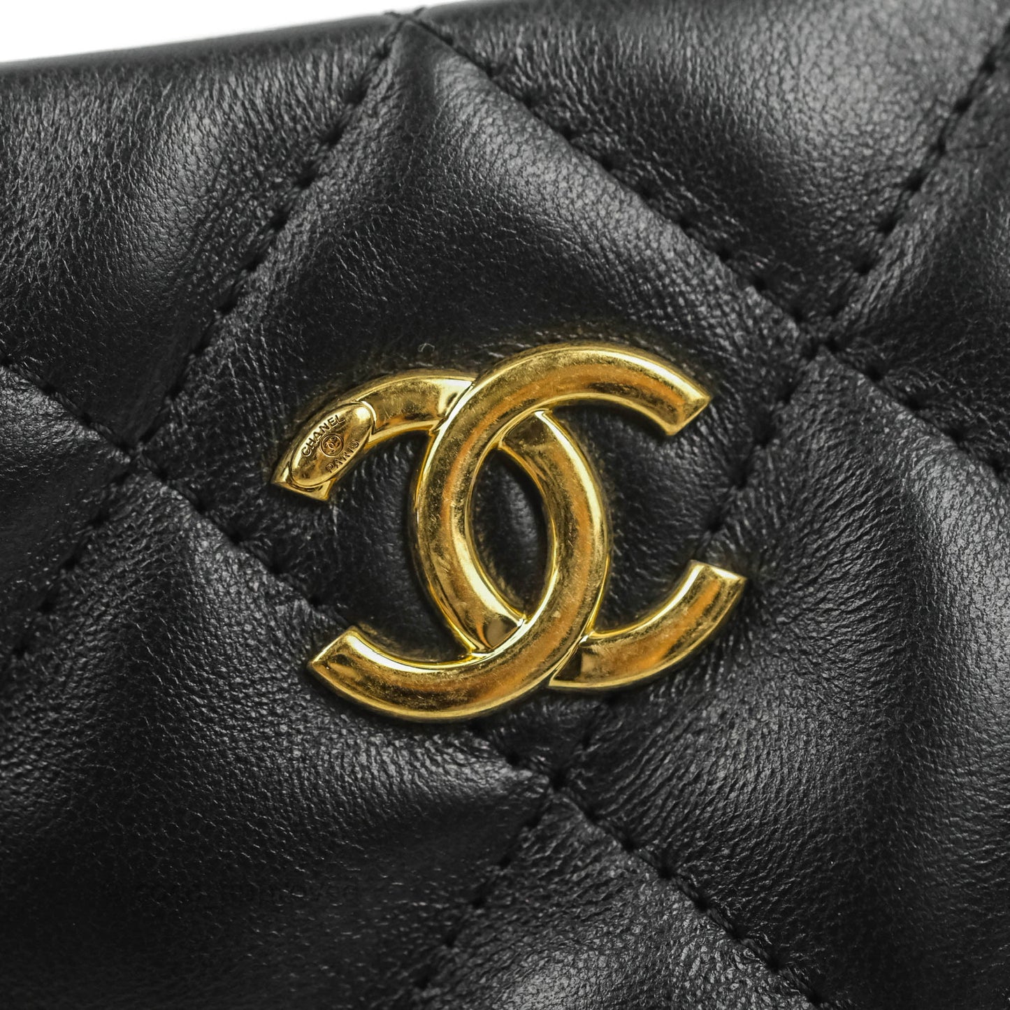 Chanel Small Hobo Bag CC Chain Black Calfskin Aged Gold Hardware 22K