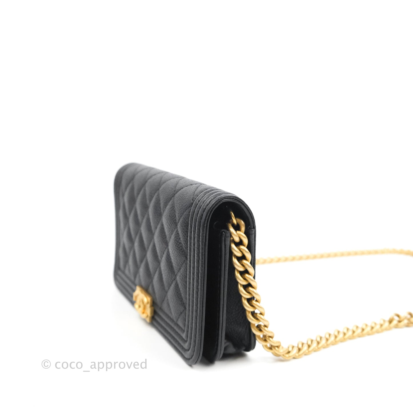 Chanel Mini Boy WOC Black Caviar Aged Gold Hardware