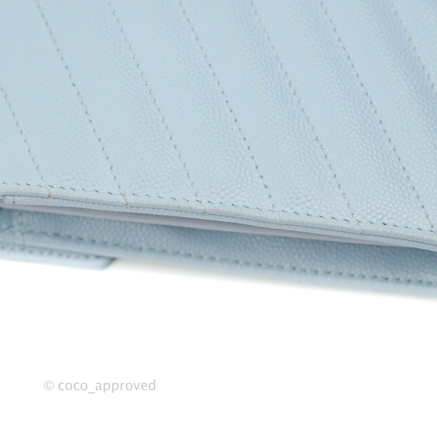 Saint Laurent Wallet on Chain Light Blue Grained Leather Silver Hardware