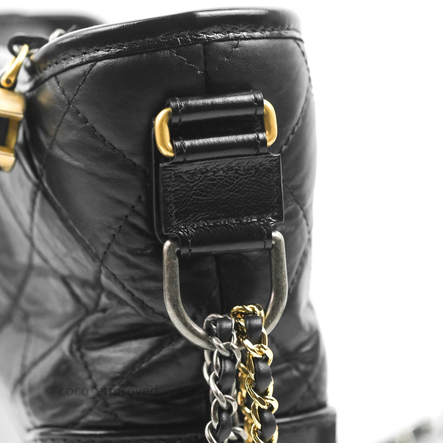 Chanel Medium Gabrielle Hobo with Logo Handle Black Aged Calfskin