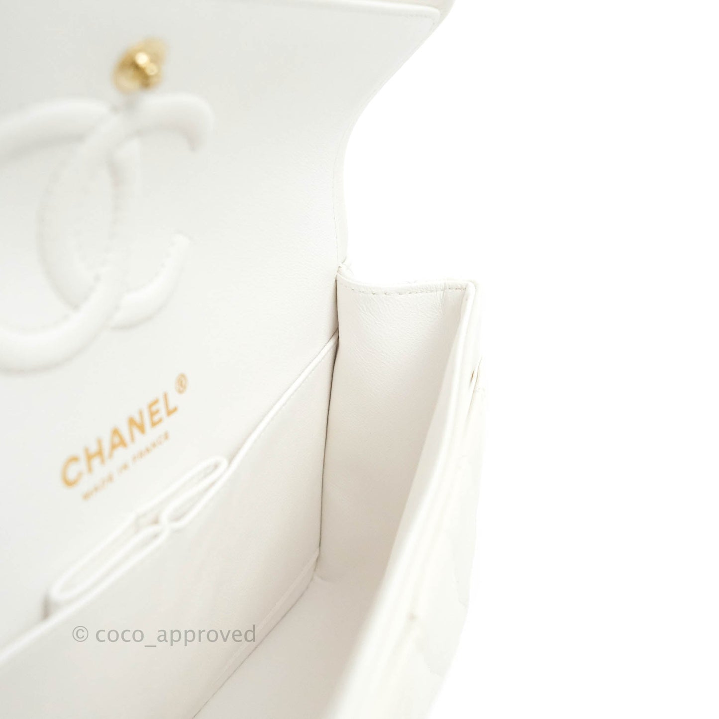 Chanel Classic Small S/M Flap White Caviar Gold Hardware 20S