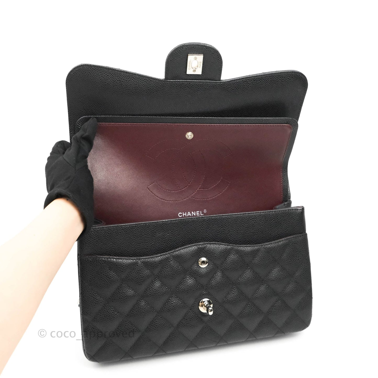 Chanel Jumbo Double Flap Black Caviar Silver Hardware⁣⁣
