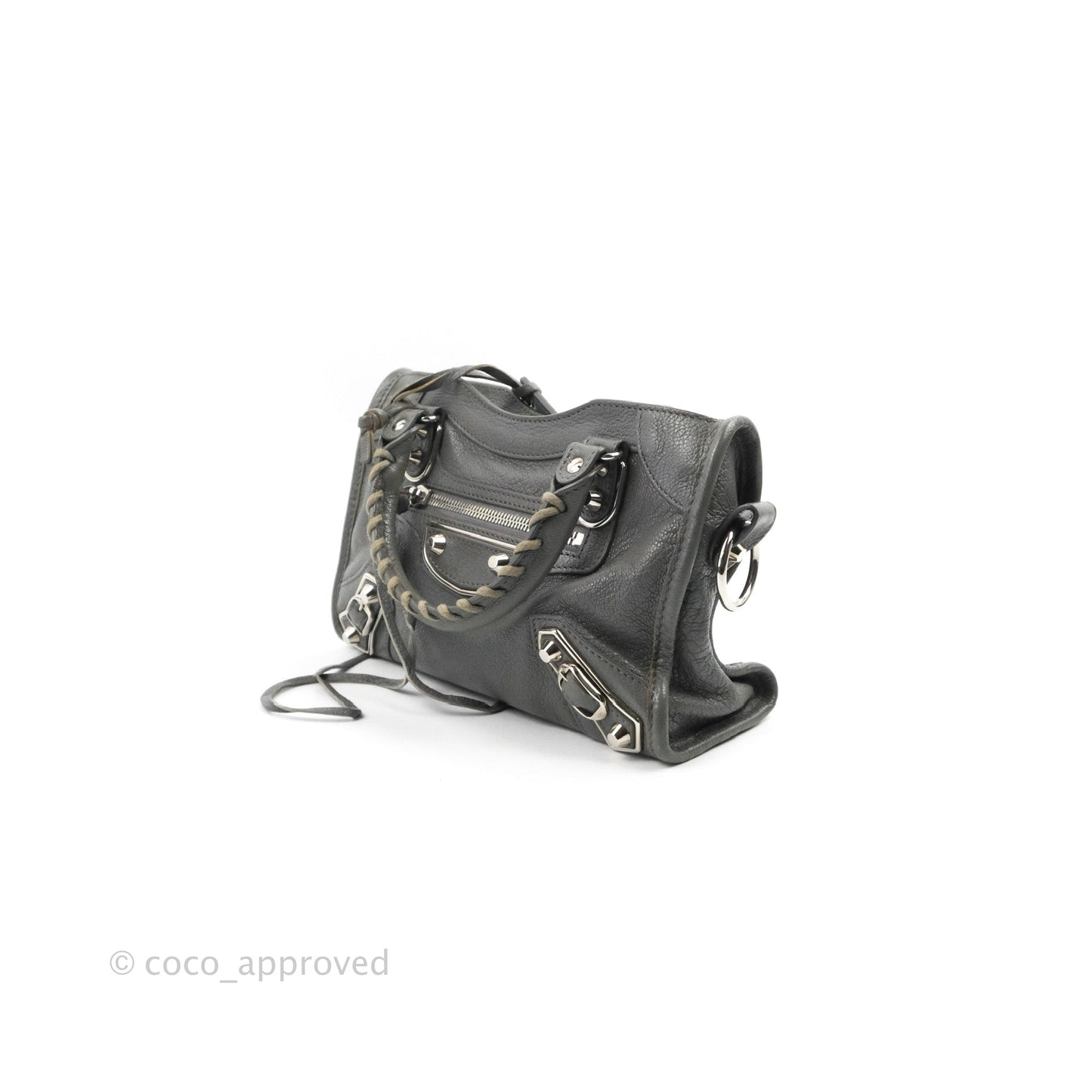 Balenciaga Classic Mini City Bag Grey Aged Calfskin Silver Hardware