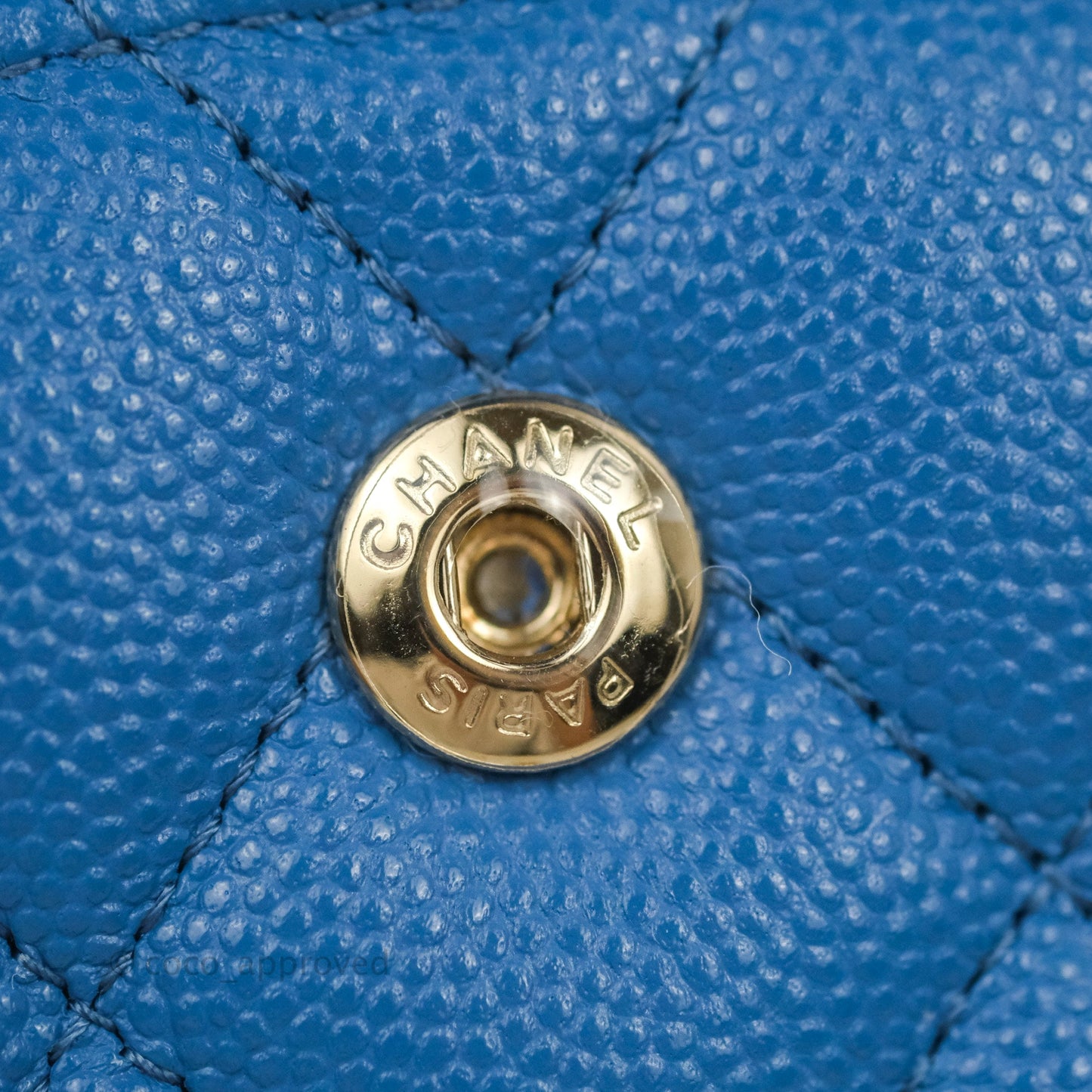 Chanel Classic M/L Medium Flap Quilted Blue Caviar Gold Hardware 21P