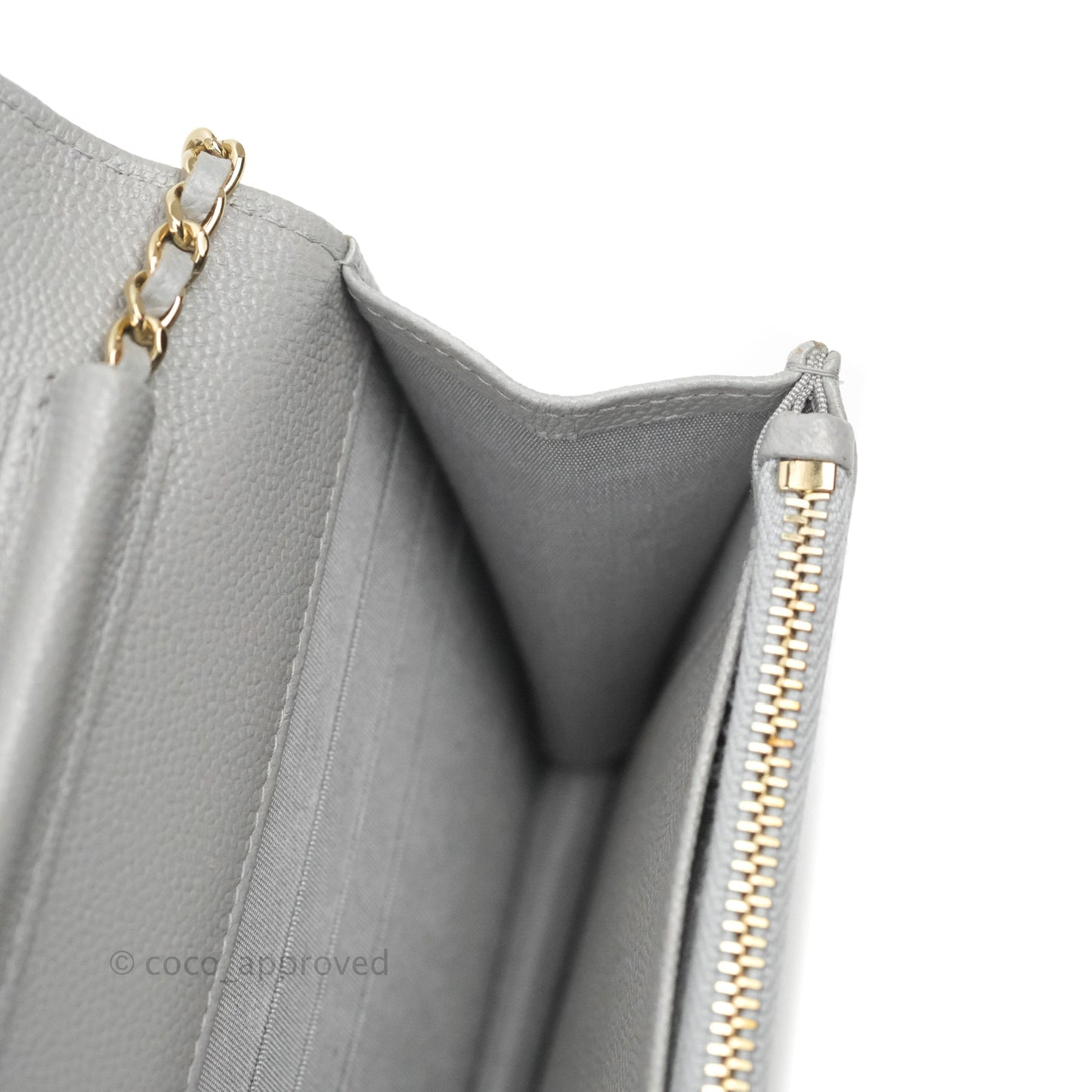 Chanel Golden Class Wallet on Chain WOC Grey Caviar Gold Hardware