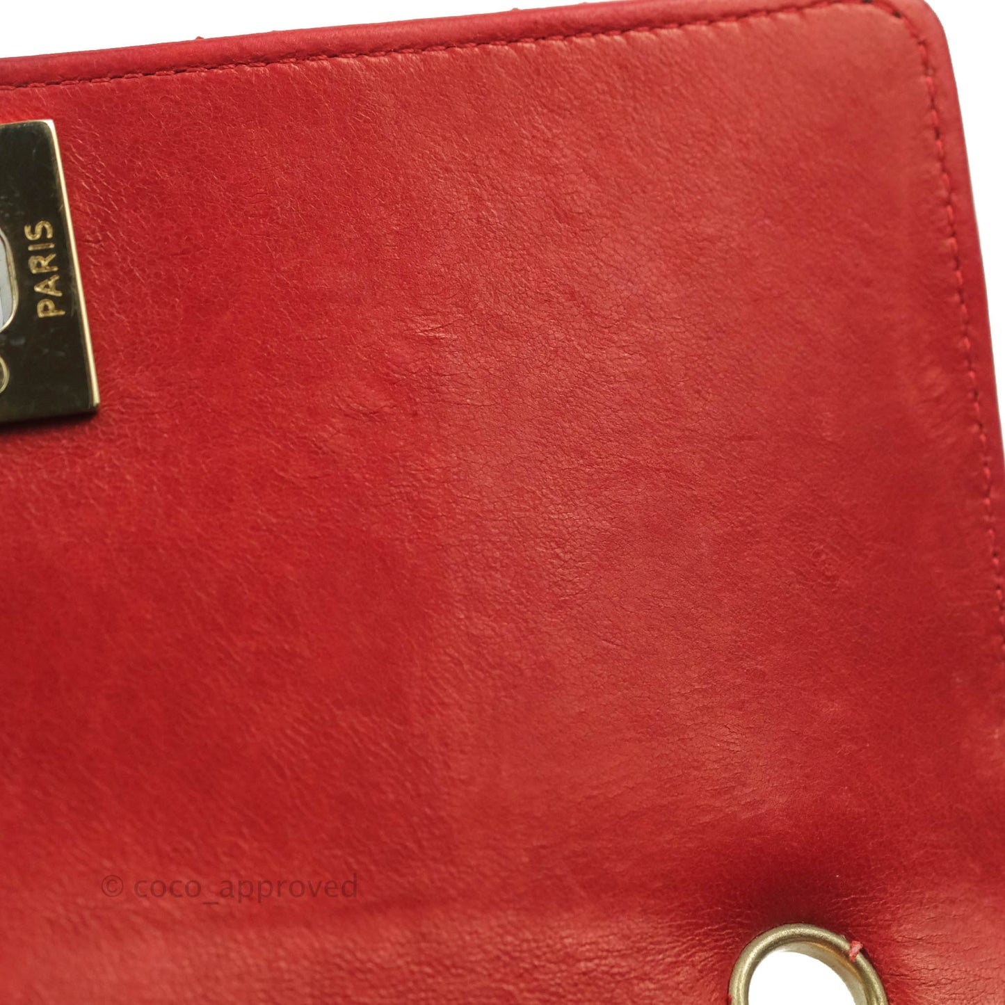 Chanel Flat Quilted Mini Flap Red Box Calfskin Gold Hardware