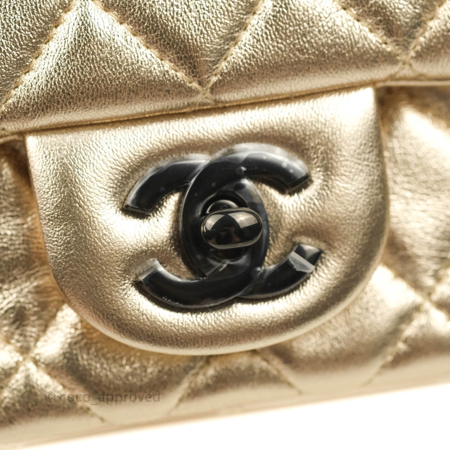 Chanel Mini Square Quilted Gold Calfskin Black Hardware