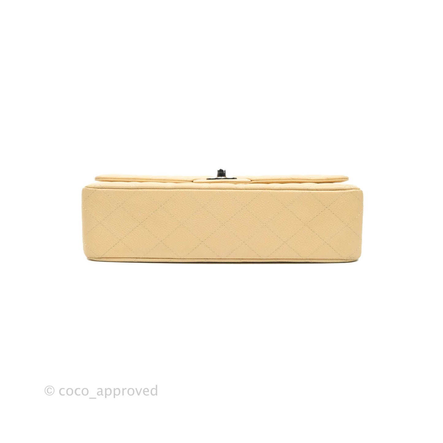 Chanel Classic M/L Medium Flap Quilted Beige Caviar Silver Hardware