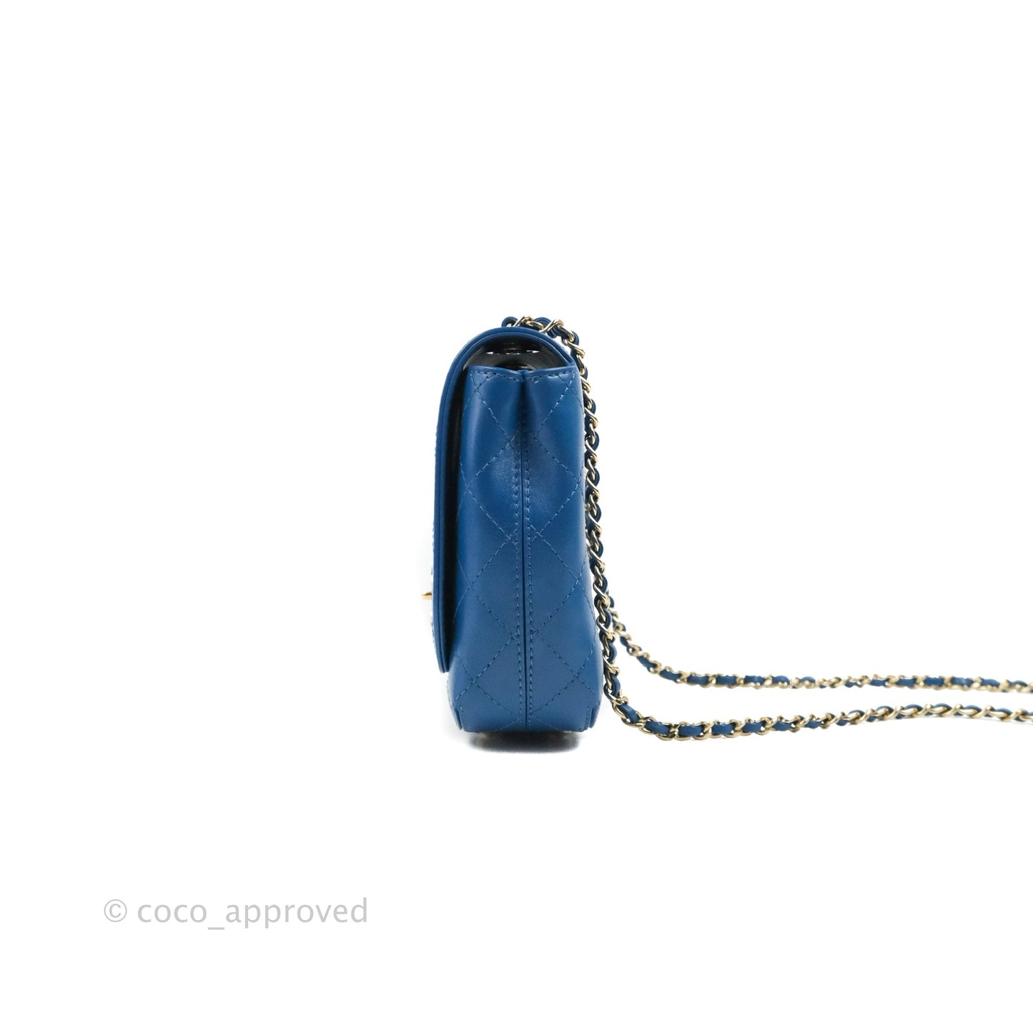 Chanel Blue Quilted Leather Small Frame In Flap Bag