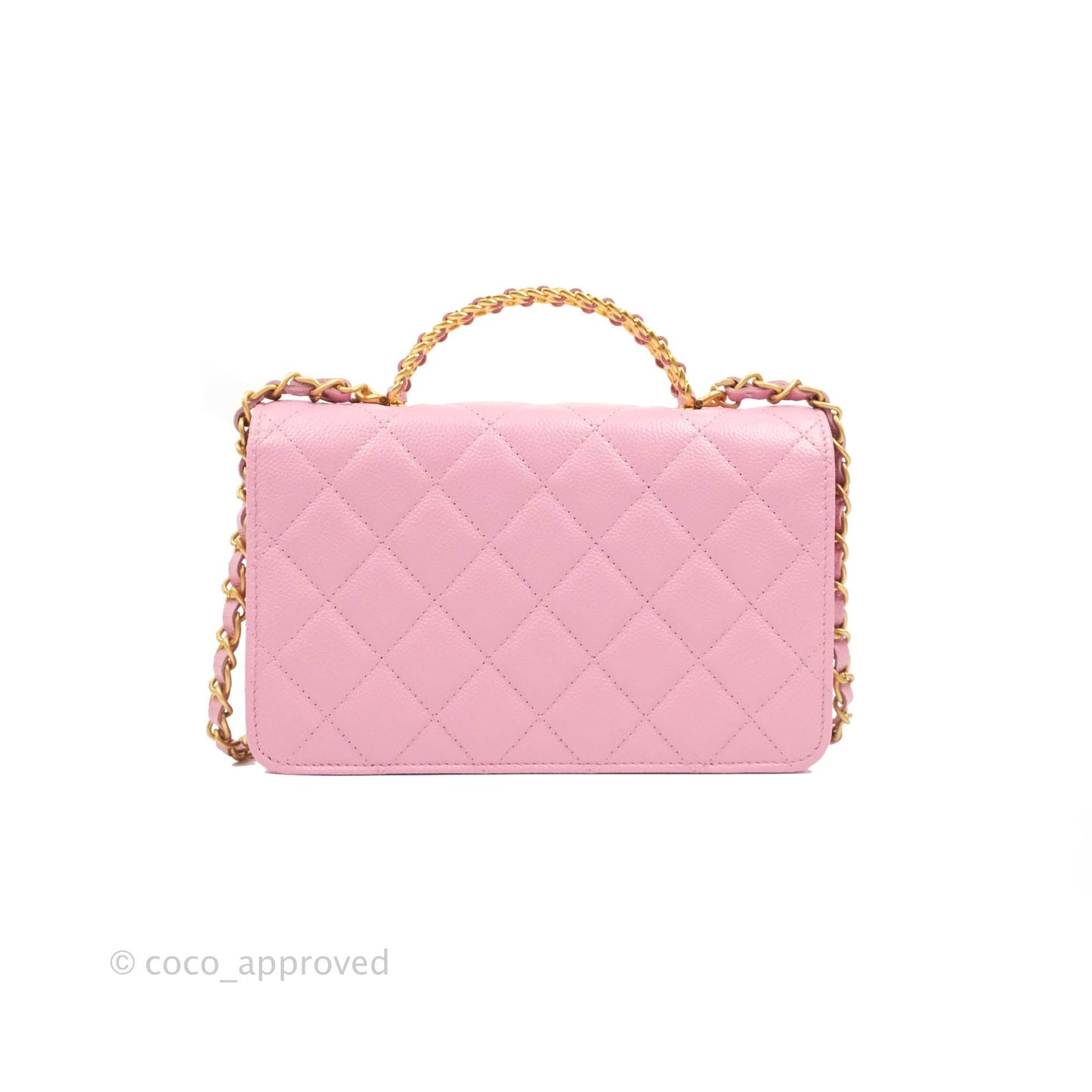 Chanel Top Handle Wallet On Chain WOC Pink Caviar Gold Hardware 22S