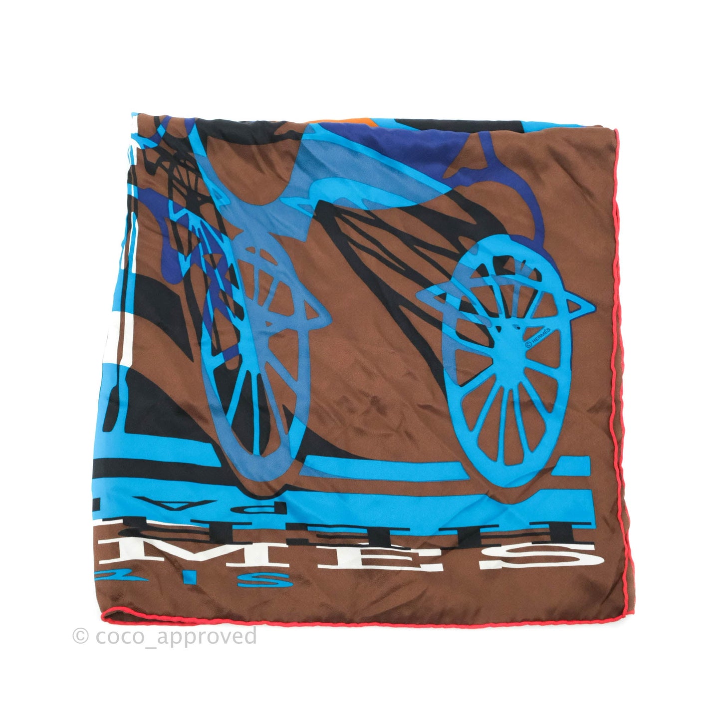 Hermès Calèche Élastique Silk Scarf Brown