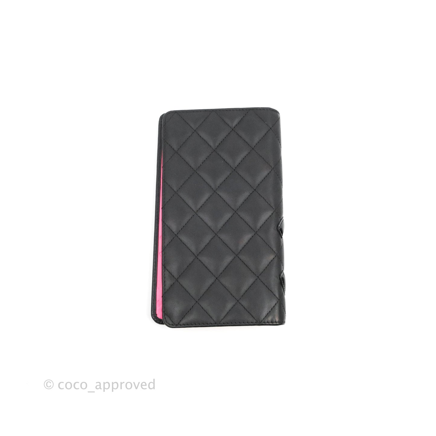 Chanel Quilted Cambon Yen Wallet Black Calfskin Silver Hardware