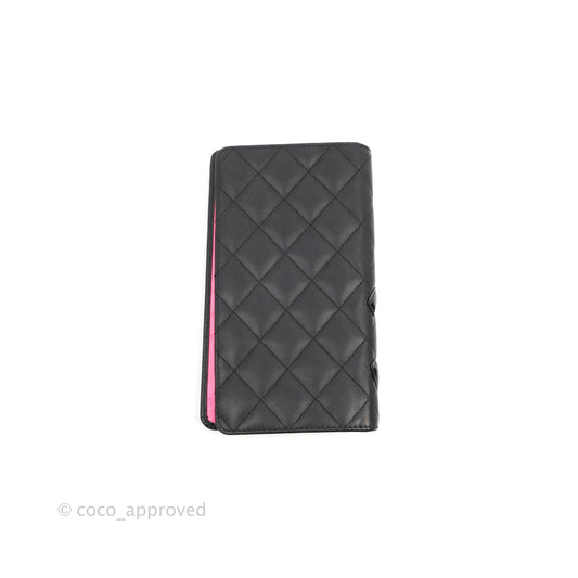 Chanel Quilted Cambon Yen Wallet Black Calfskin Silver Hardware