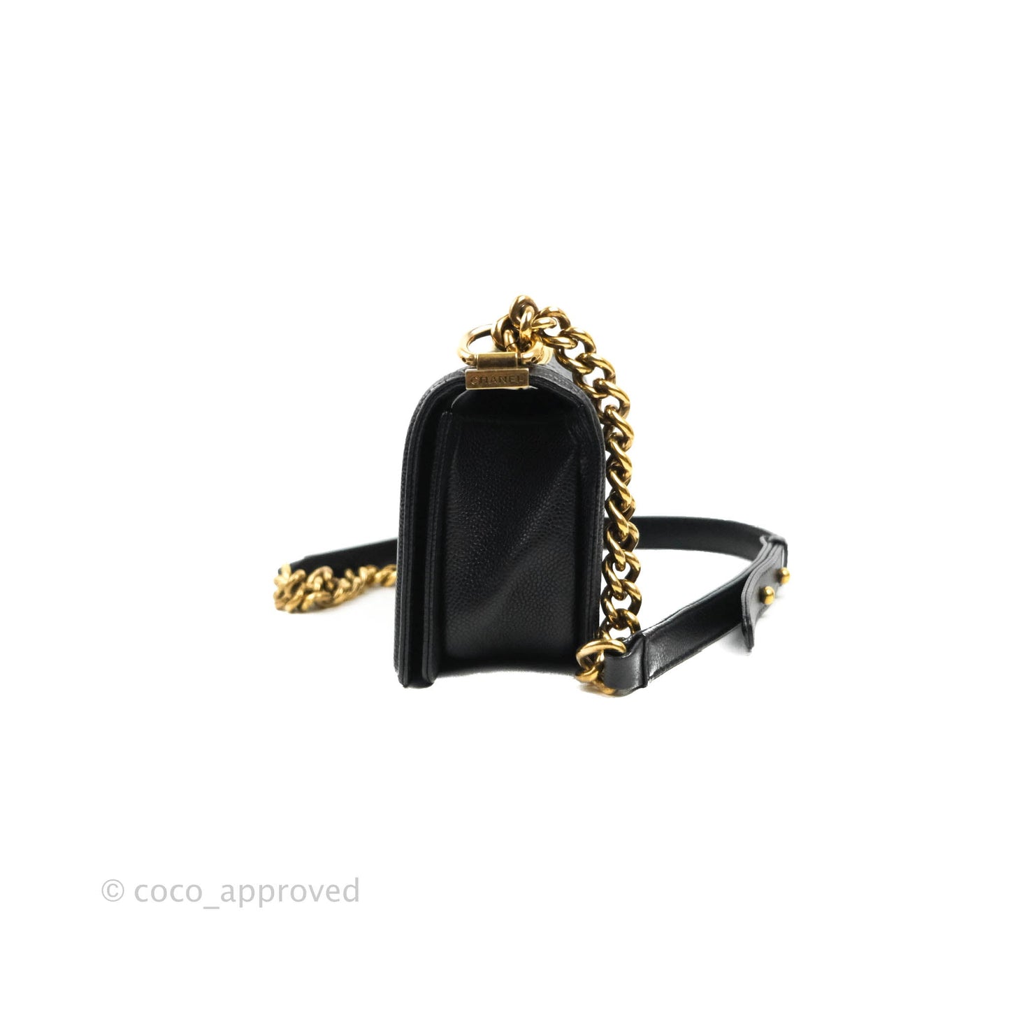 Chanel Quilted Small Boy Black Caviar Aged Gold Hardware