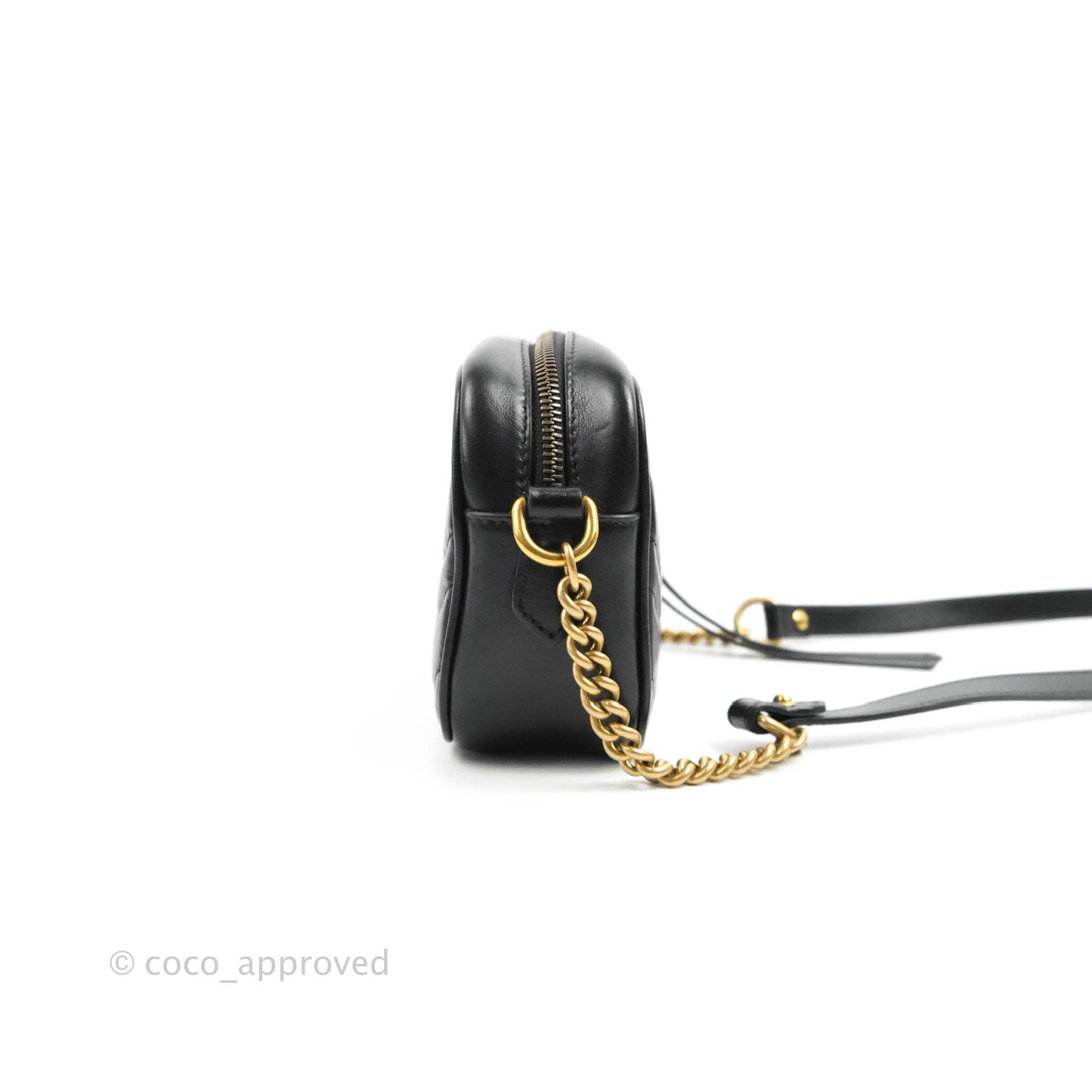 Gucci Mini Matelasse GG Marmont Camera Bag Black Calfskin Gold Hardware