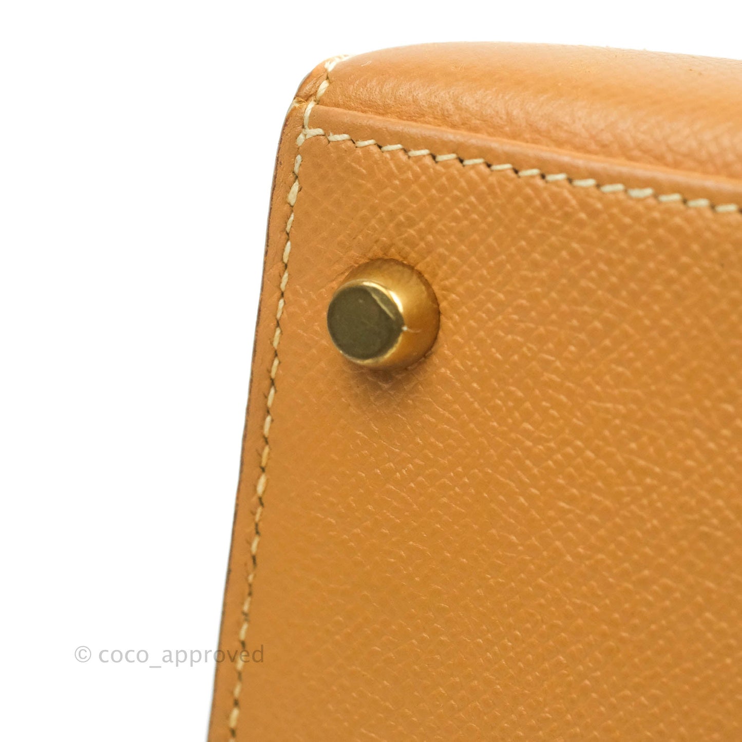 Hermès Vintage Kelly 28 Gold Natural Courchevel Sellier Gold Hardware