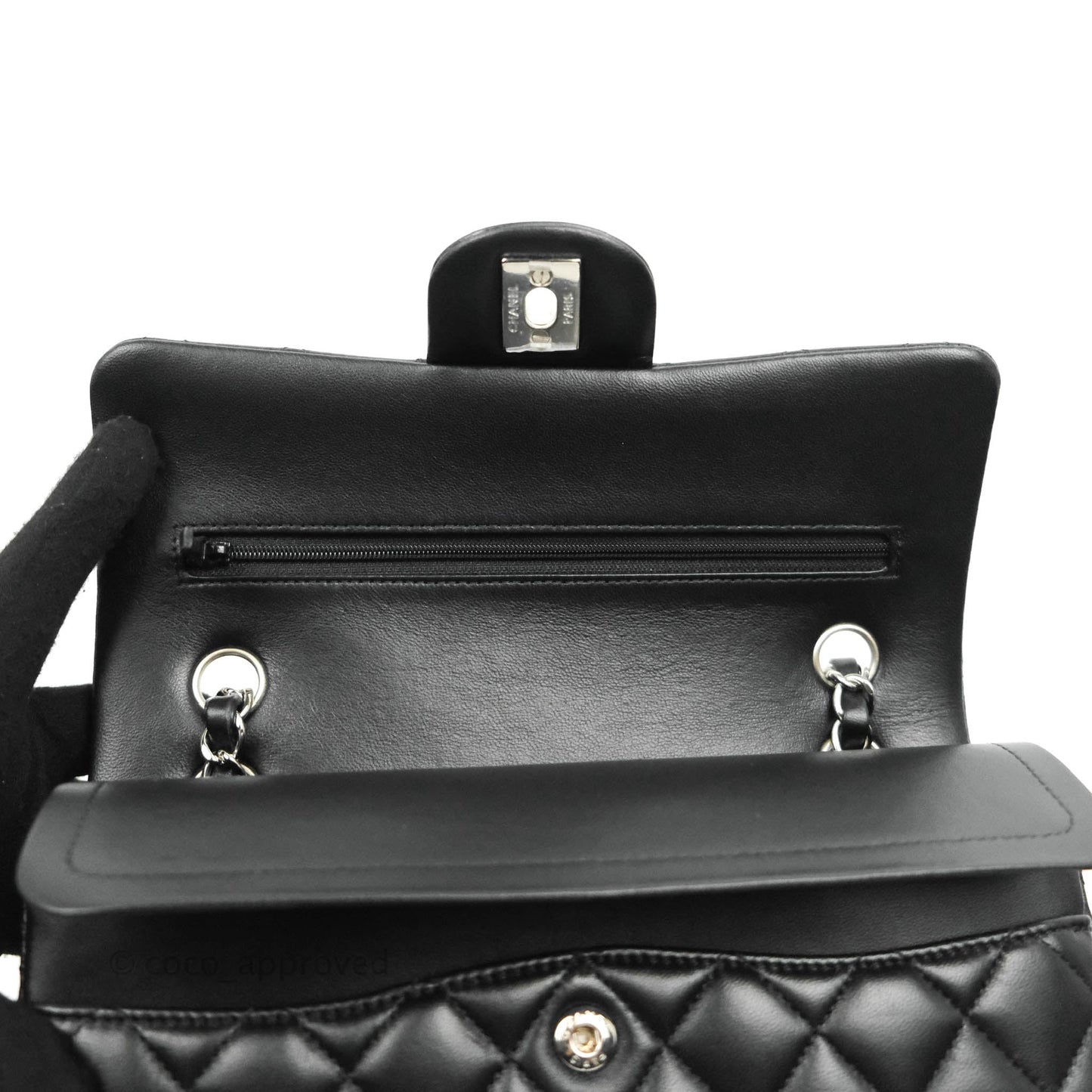Chanel Small S/M Classic Flap Black Lambskin Silver Hardware