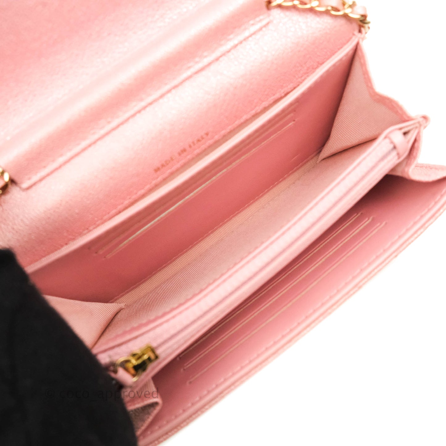 Chanel Mini Quilted Wallet On Chain WOC Caviar Iridescent Pink Gold Hardware 19S