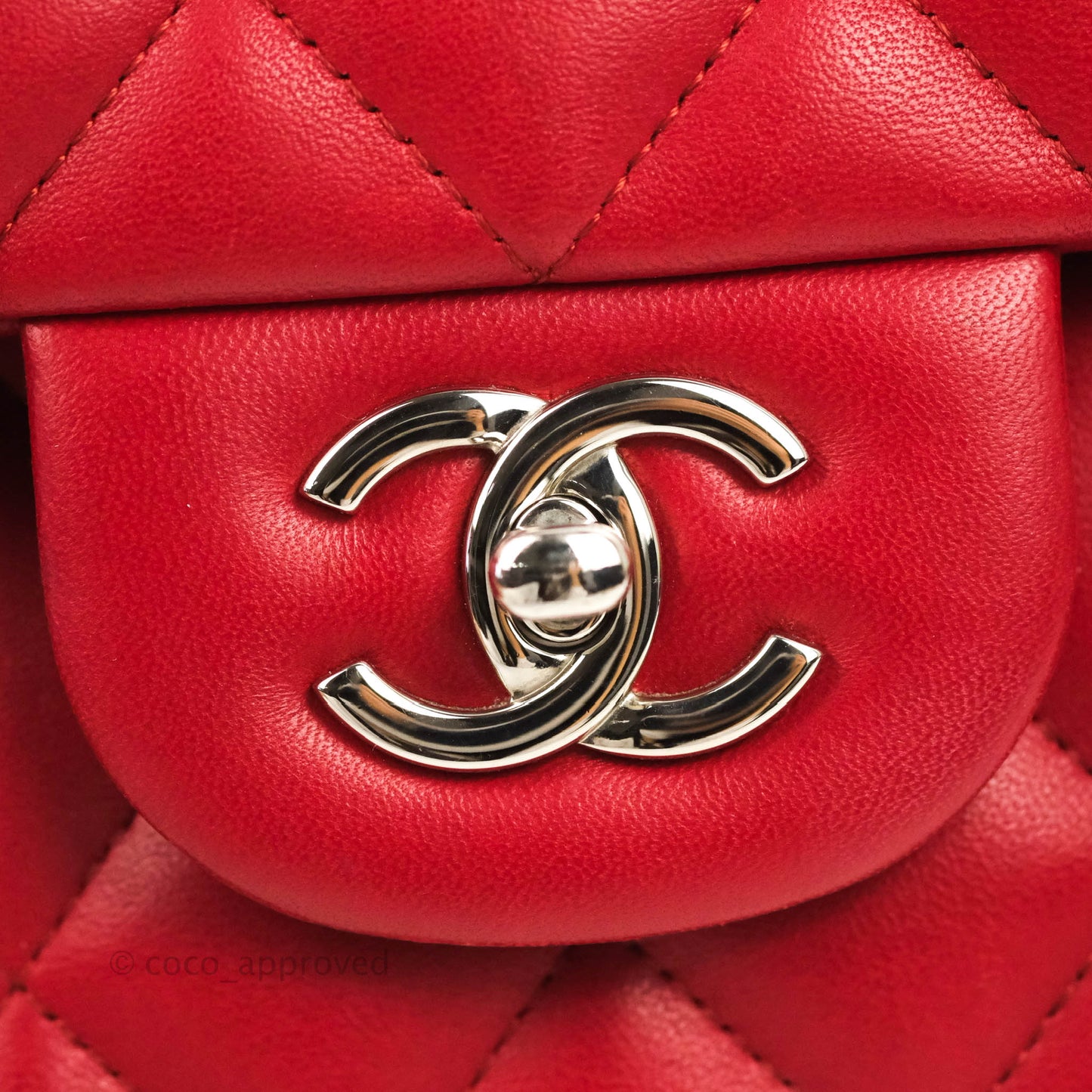 Chanel Jumbo Double Flap Red Lambskin Silver Hardware⁣⁣