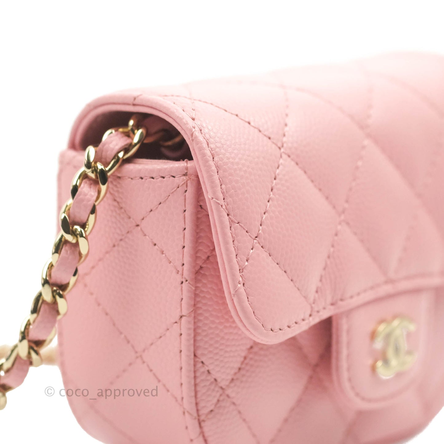 Chanel Classic Clutch With Chain Pink Caviar Gold Hardware