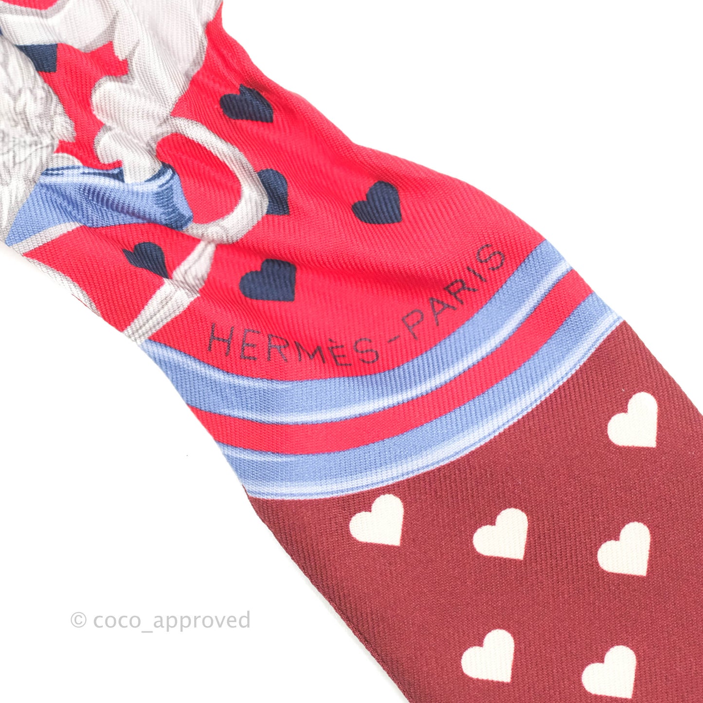 Hermès Silk Twilly Scarf Brides de Gala Love Heart Red