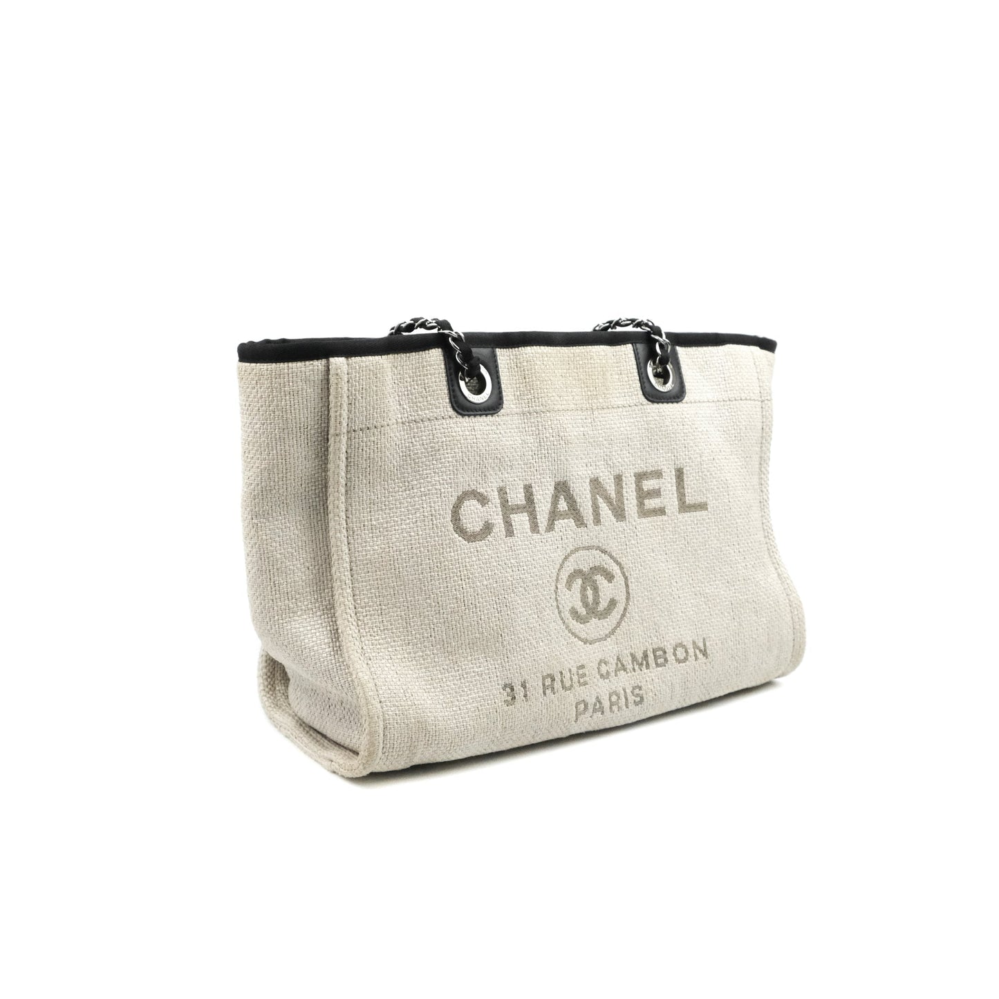 Chanel Medium Deauville Tote Light Grey Canvas