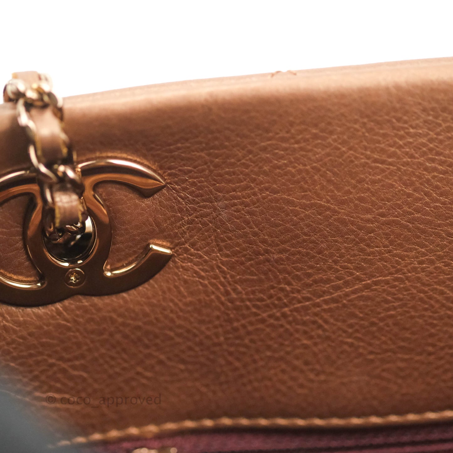 Chanel Iridescent Goatskin Quilted Small CC Eyelet Tote Copper Rose Gold