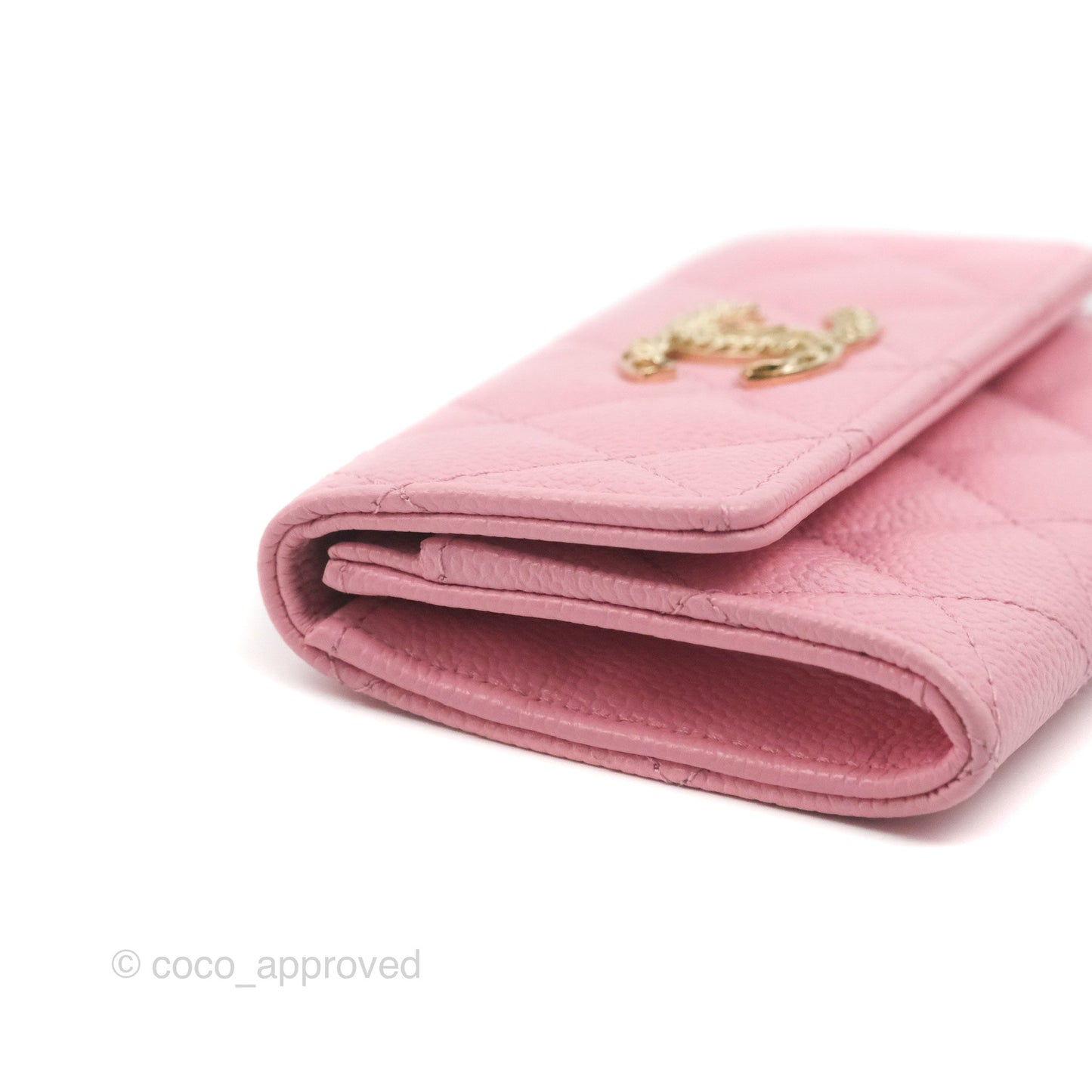 Chanel Quilted Flap Card Holder Pink Caviar Gold Hardware