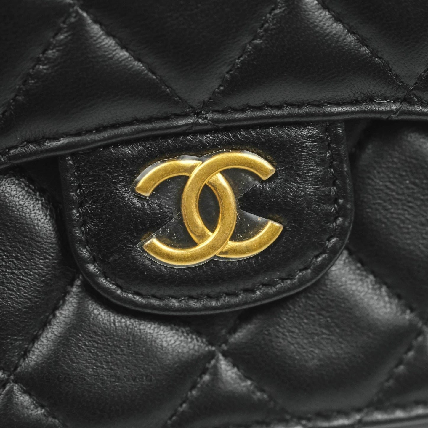 Chanel Mini Handle Flap Coin Purse With Chain Black Lambskin Gold Hardware