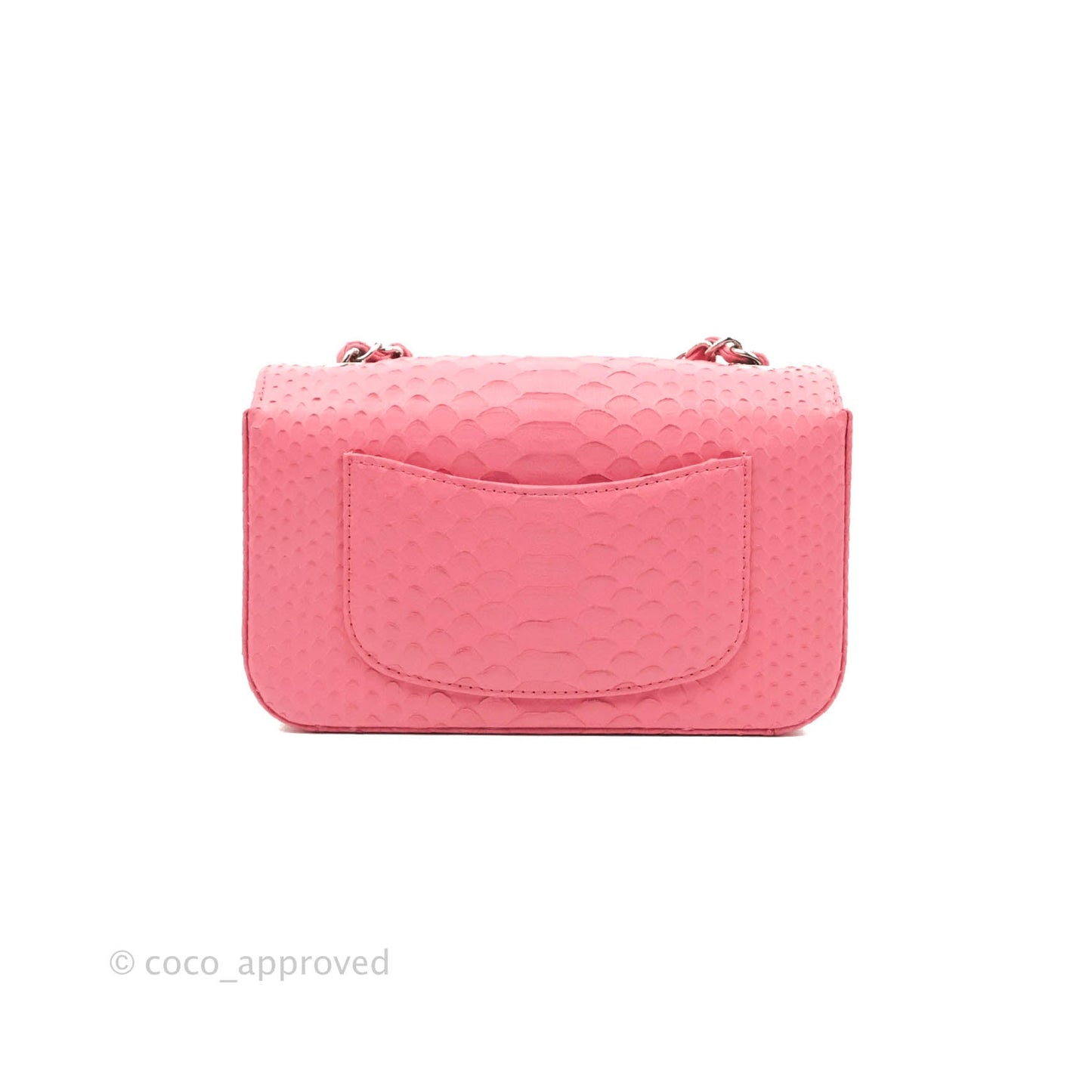 Chanel Quilted Mini Rectangular Python Pink Silver Hardware