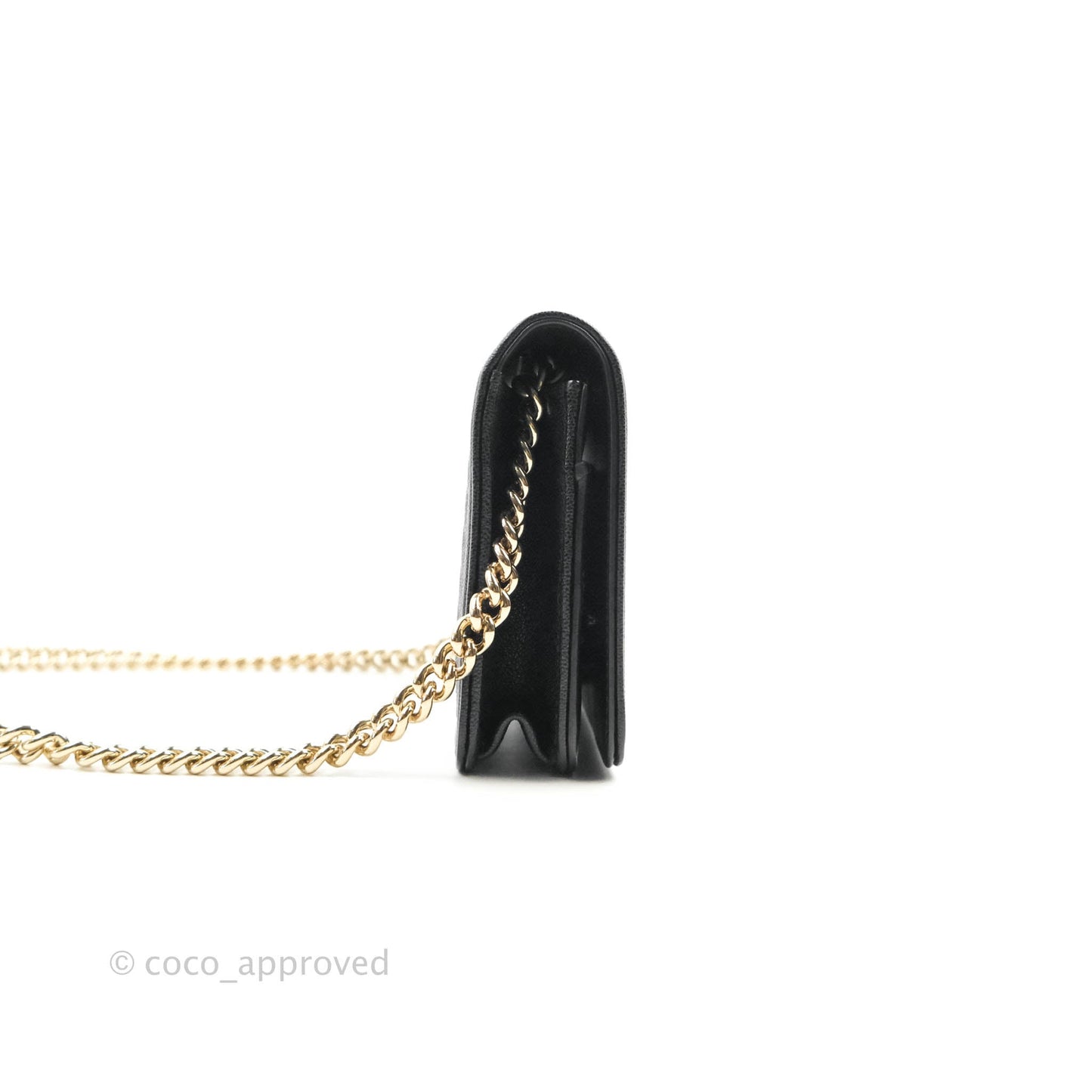 Chanel Chevron Boy Wallet On Chain Black Caviar Gold Hardware