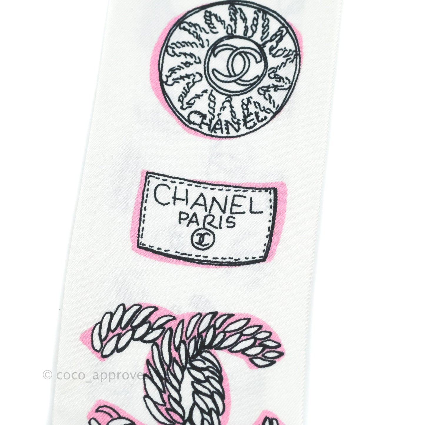 Chanel CC Silk Twilly Black & White