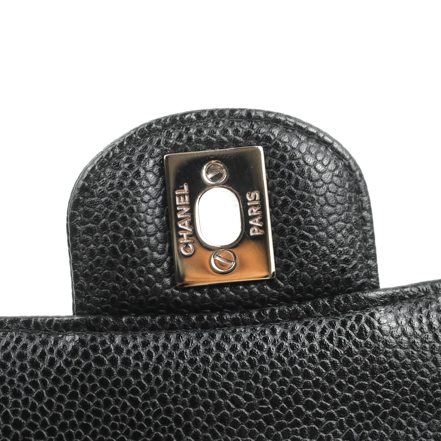 Chanel Classic M/L Medium Flap Quilted Black Caviar Silver Hardware