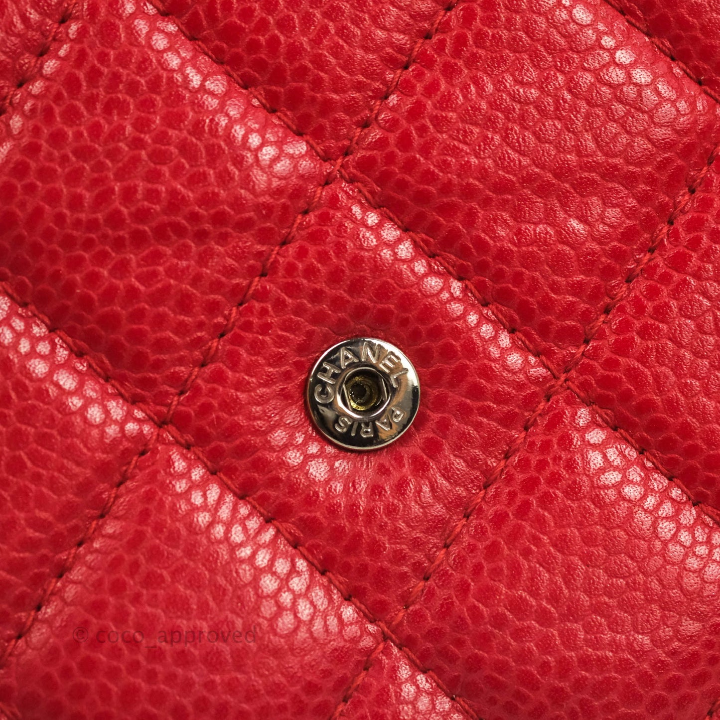 Chanel Quilted Classic Wallet on Chain WOC Red Caviar Ruthenium Hardware