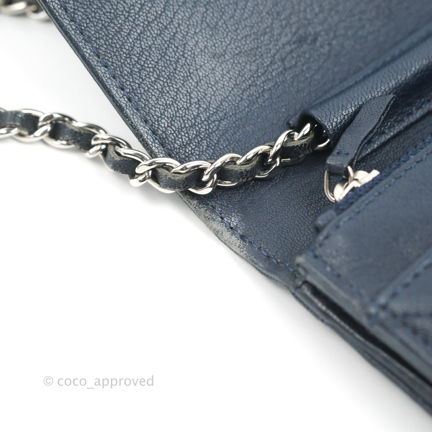 Chanel Urban Companion Wallet on Chain WOC Navy Calfskin Silver Hardware
