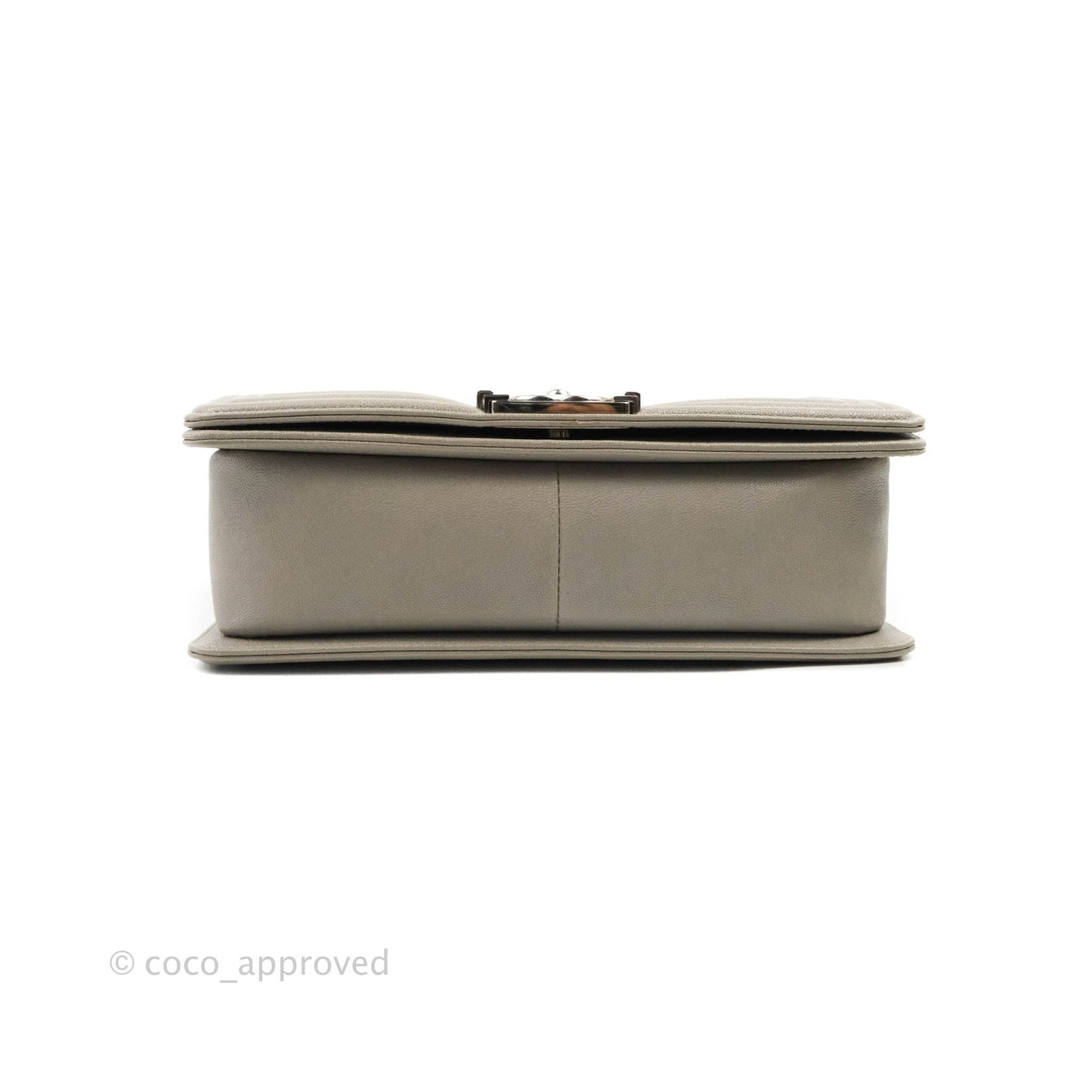 Chanel Quilted Medium Boy Etoupe Grey Caviar Silver Hardware
