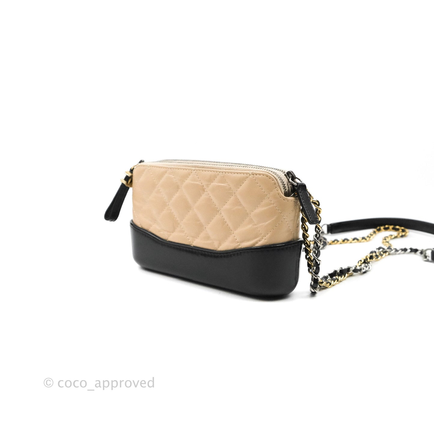 Chanel Gabrielle Clutch With Chain Aged Calfskin Beige/ Black Mixed Hardware