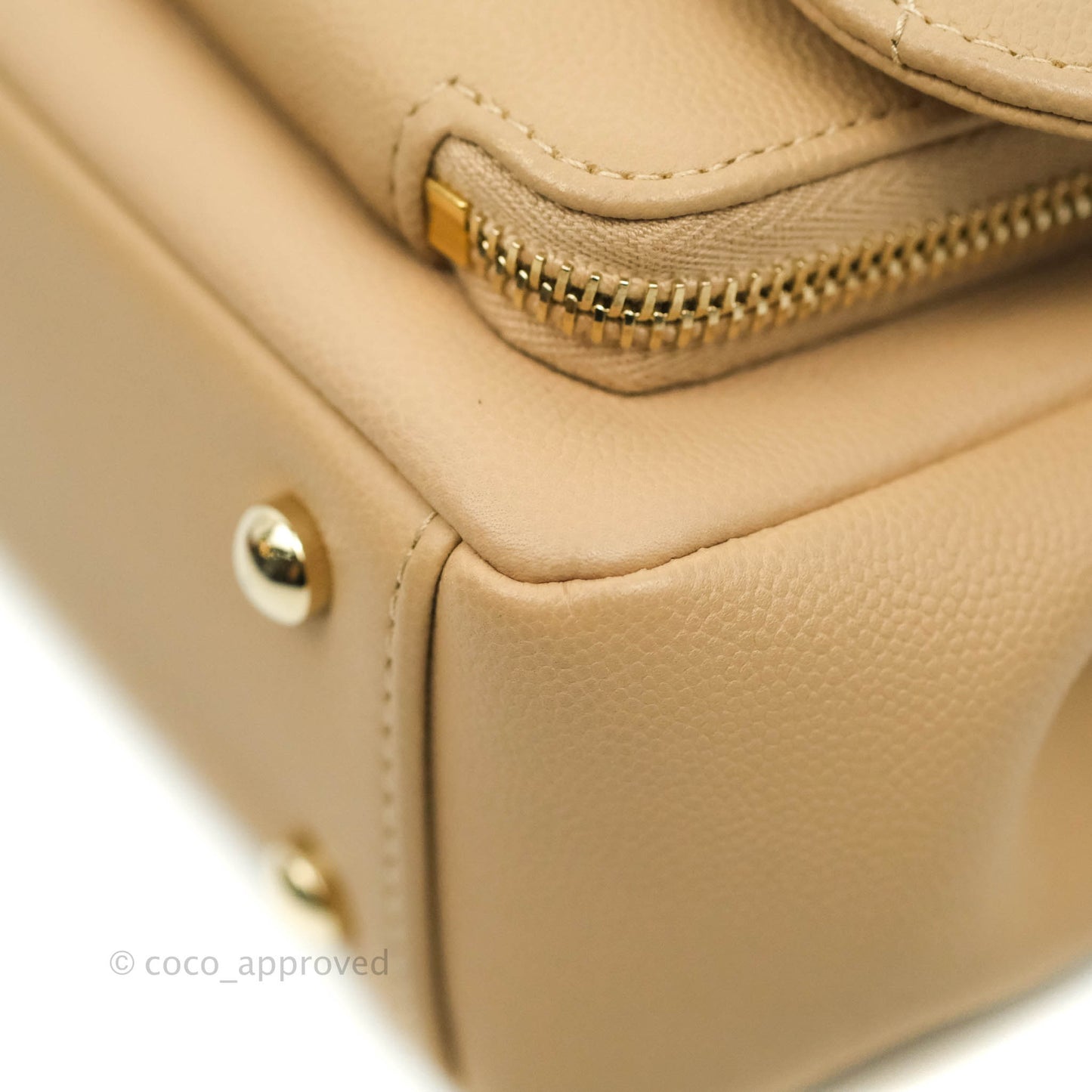 Chanel Quilted Small Business Affinity Flap Dark Beige Caviar Light Gold Hardware