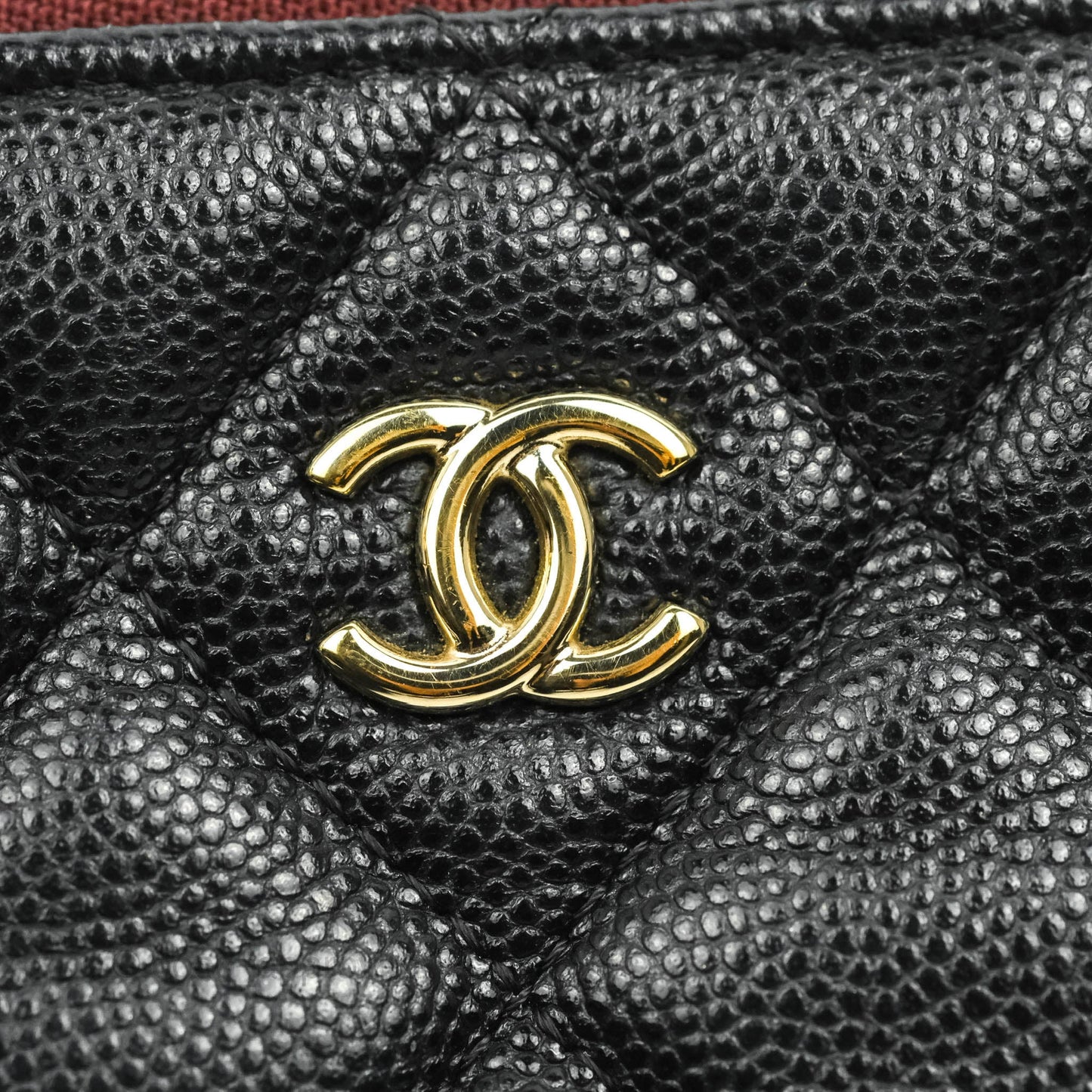 Chanel Medium Quilted O Case Black Caviar Gold Hardware