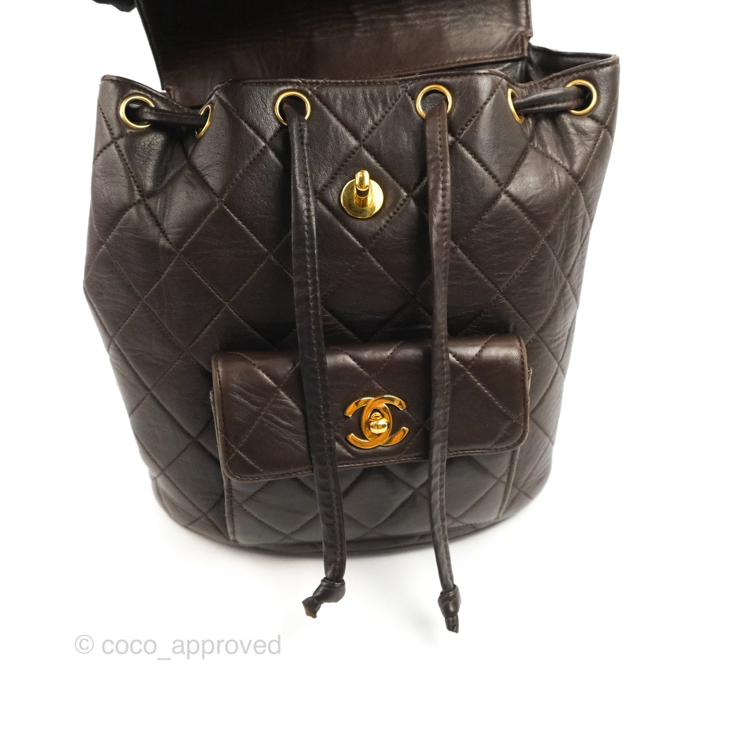 Chanel Vintage CC Duma Backpack Brown Lambskin 24K Gold Hardware