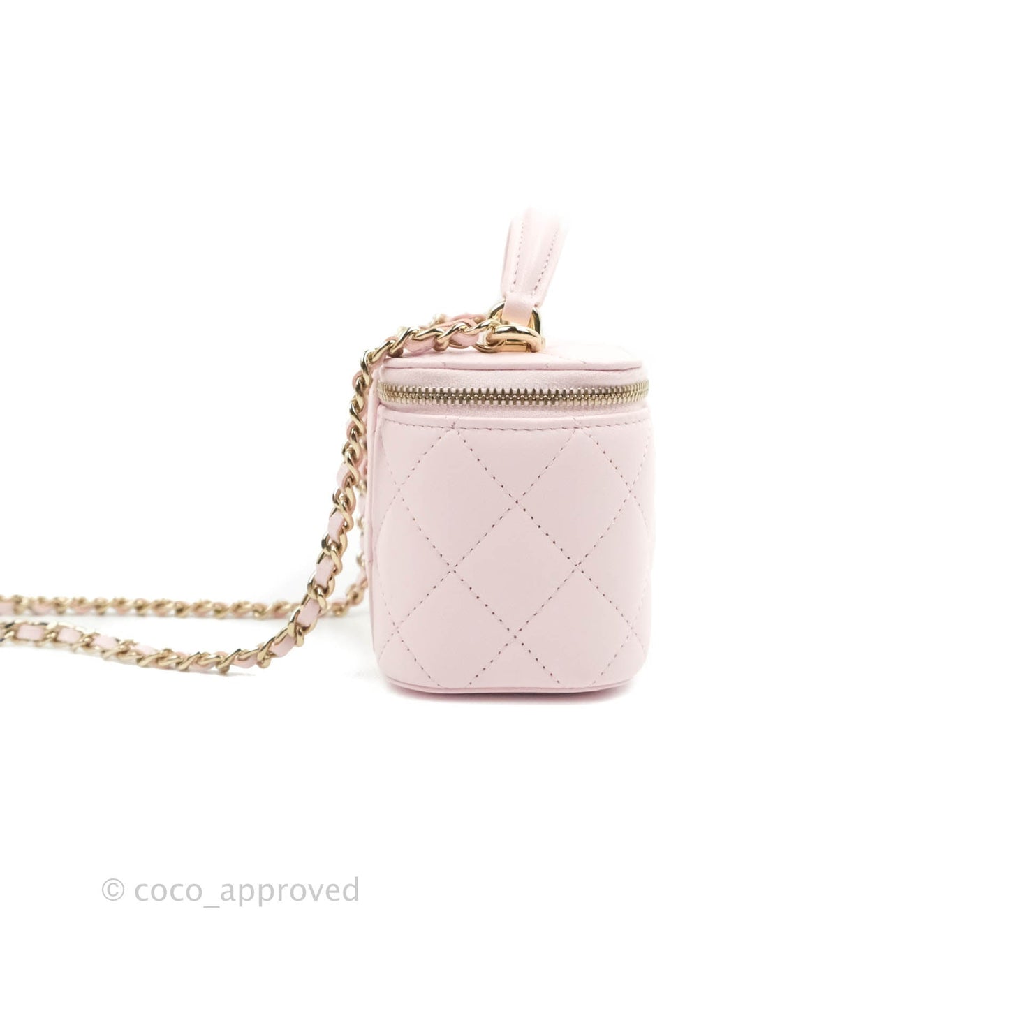 Chanel Mini Top Handle Vanity With Chain Light Pink Lambskin Gold Hardware