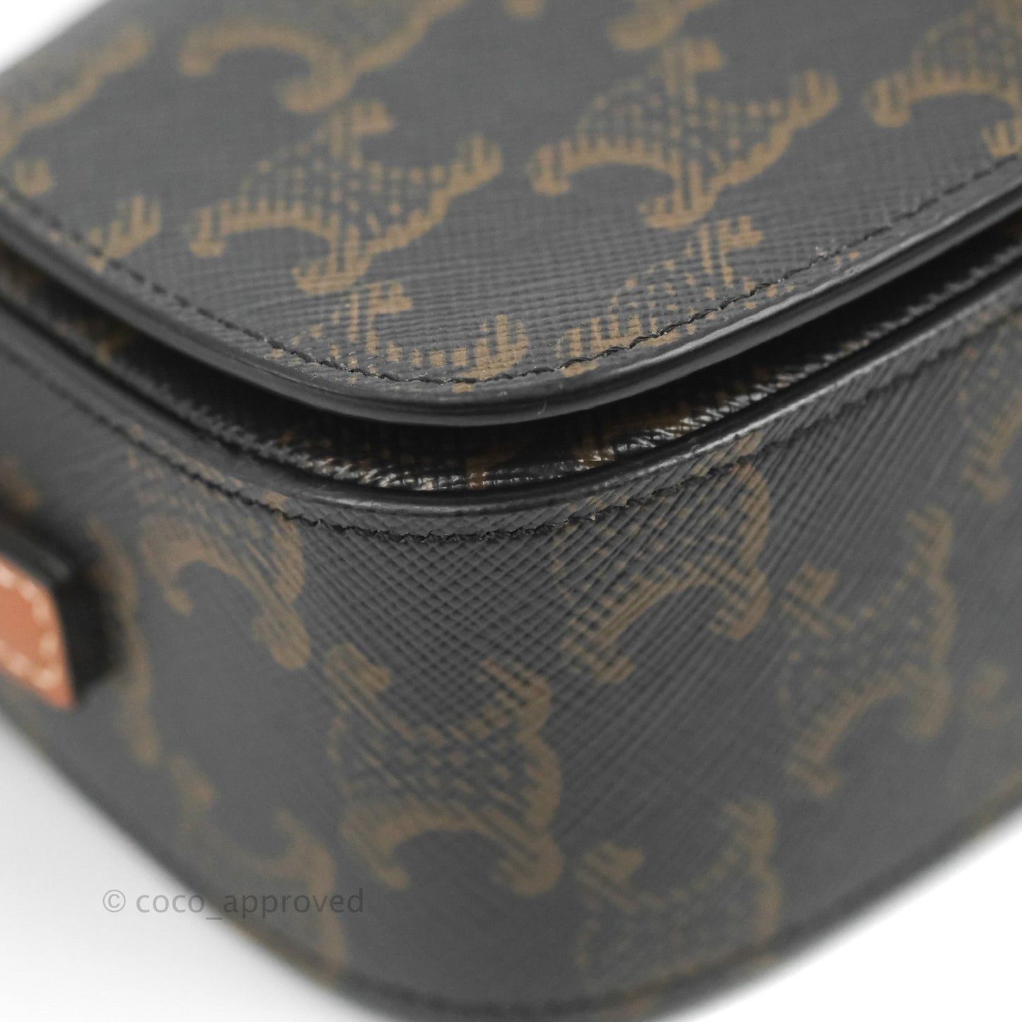 Celine Clutch on Strap Tabou Triomphe Canvas Tan Calfskin