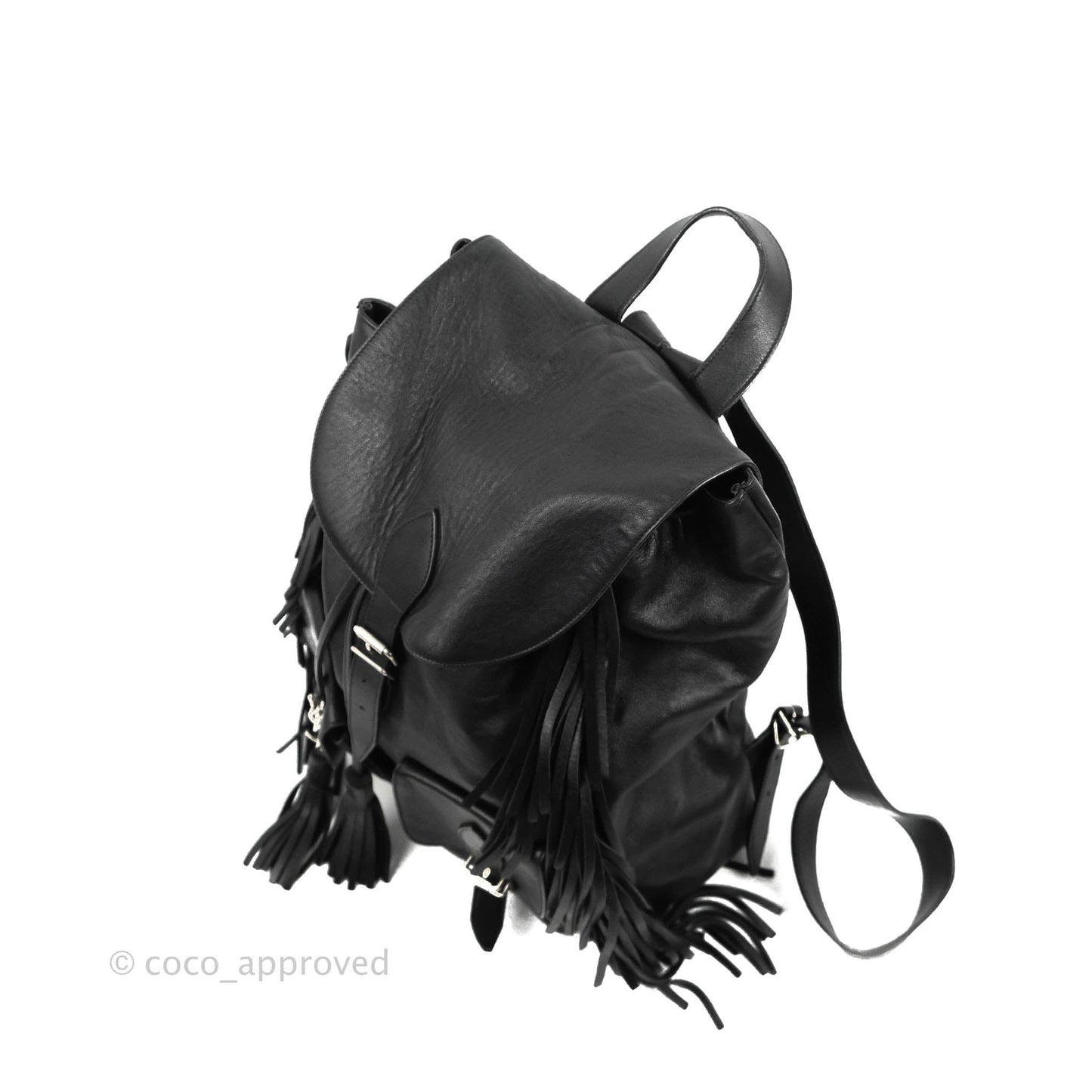 Saint Laurent Festival Fringe Backpack Black Calfskin
