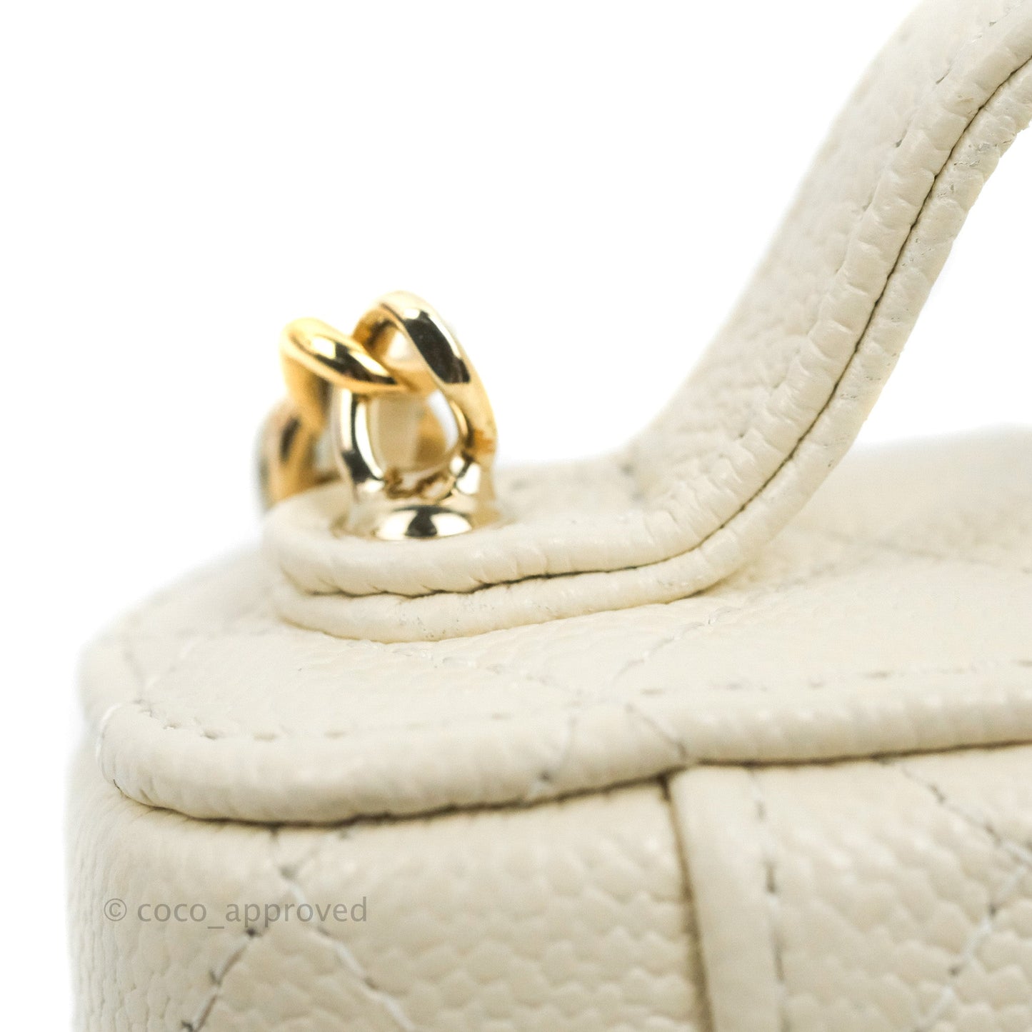 Chanel Quilted Small Handle With Care Vanity Case With Chain Ivory Caviar Gold Hardware