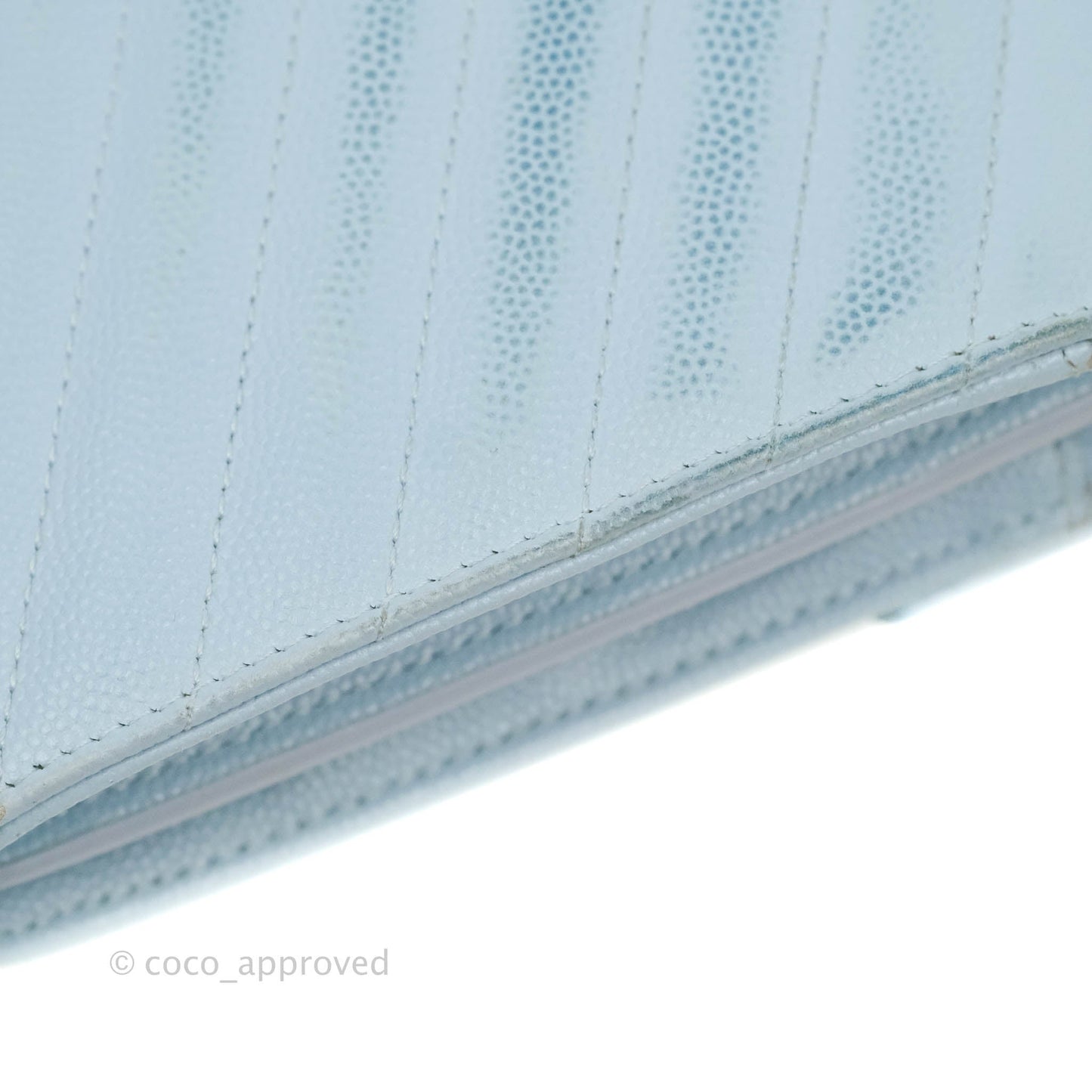 Saint Laurent Wallet on Chain Light Blue Grained Leather Silver Hardware